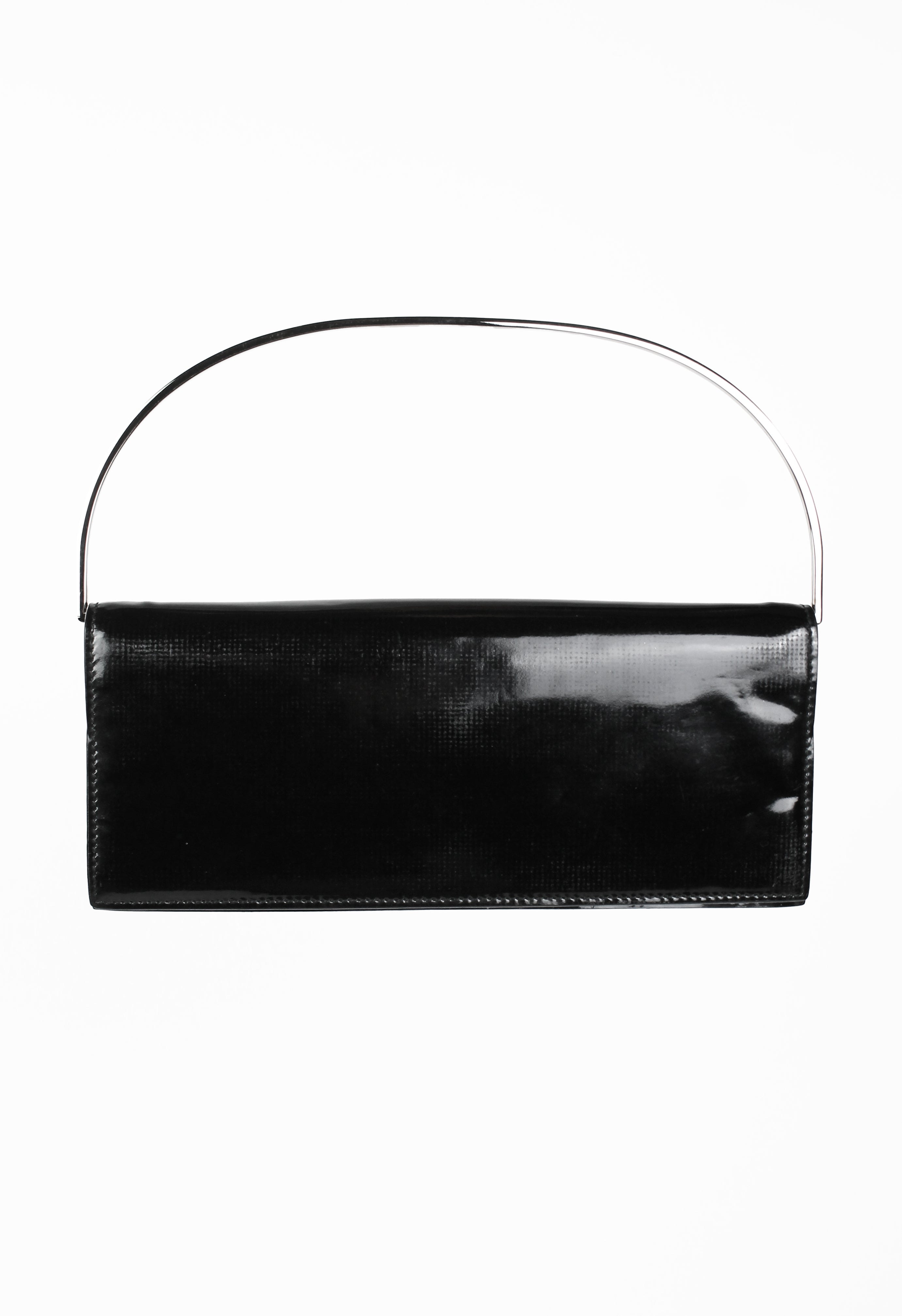 GUCCI TOM FORD FW 1997 METAL RING PATENT CONVERTIBLE CLUTCH BAG