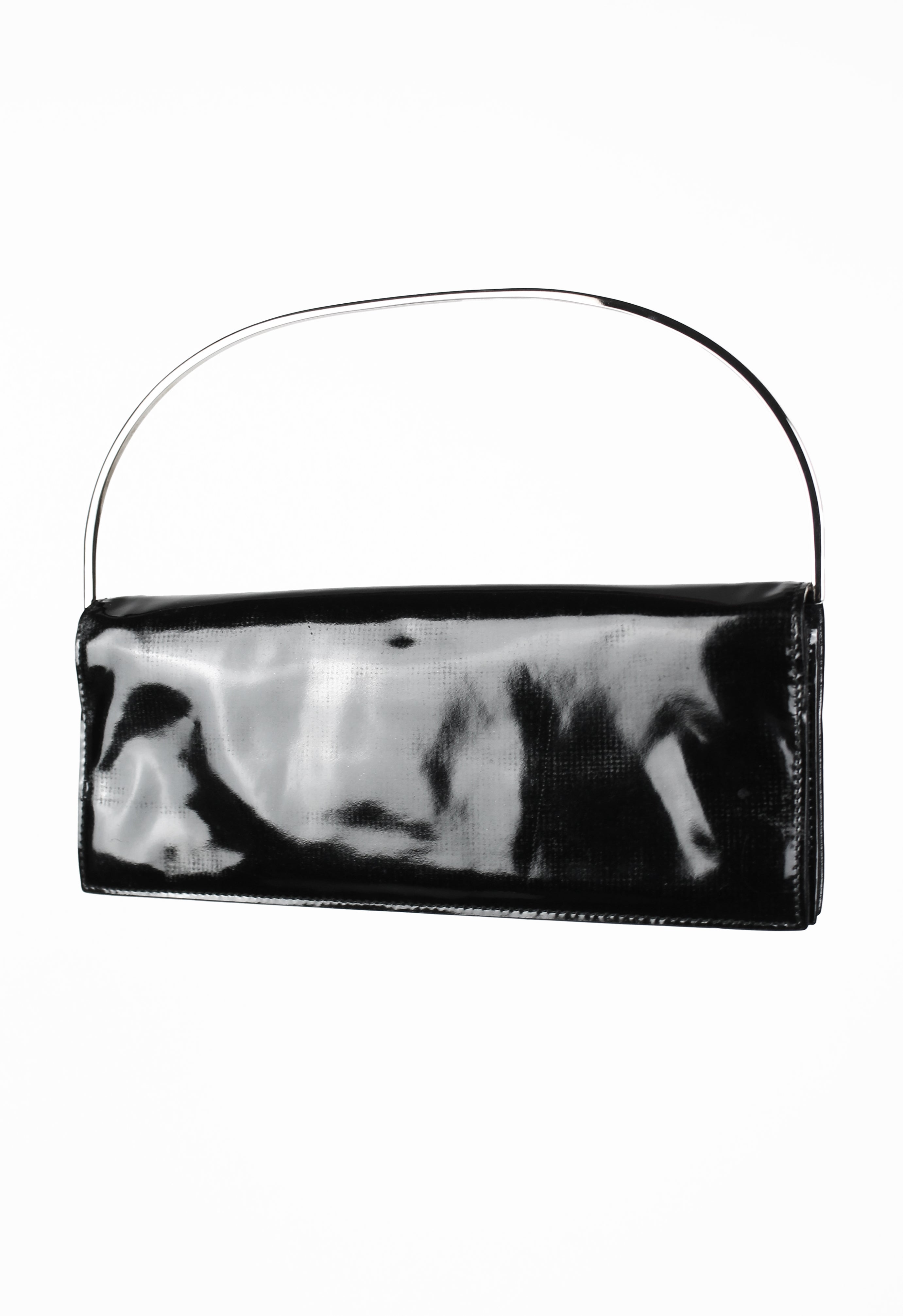 GUCCI TOM FORD FW 1997 METAL RING PATENT CONVERTIBLE CLUTCH BAG