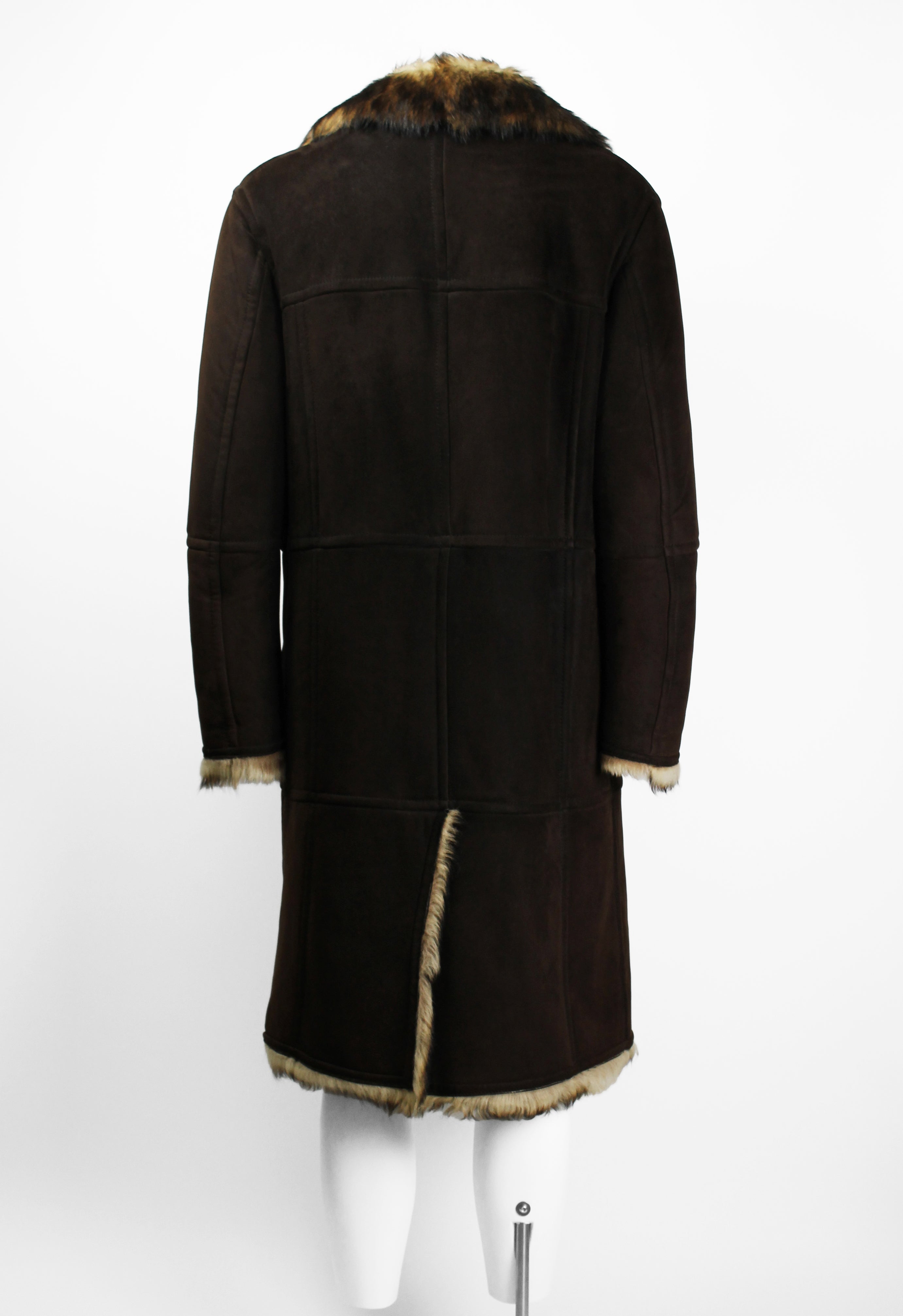GUCCI TOM FORD FW 1997 HEAVY PANELLED SUEDE & FUR COAT