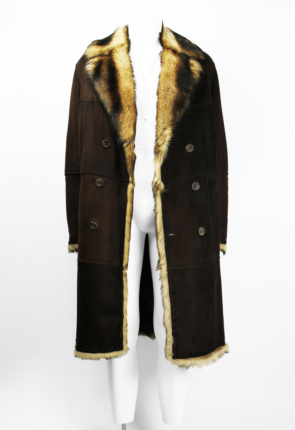 GUCCI TOM FORD FW 1997 HEAVY PANELLED SUEDE & FUR COAT