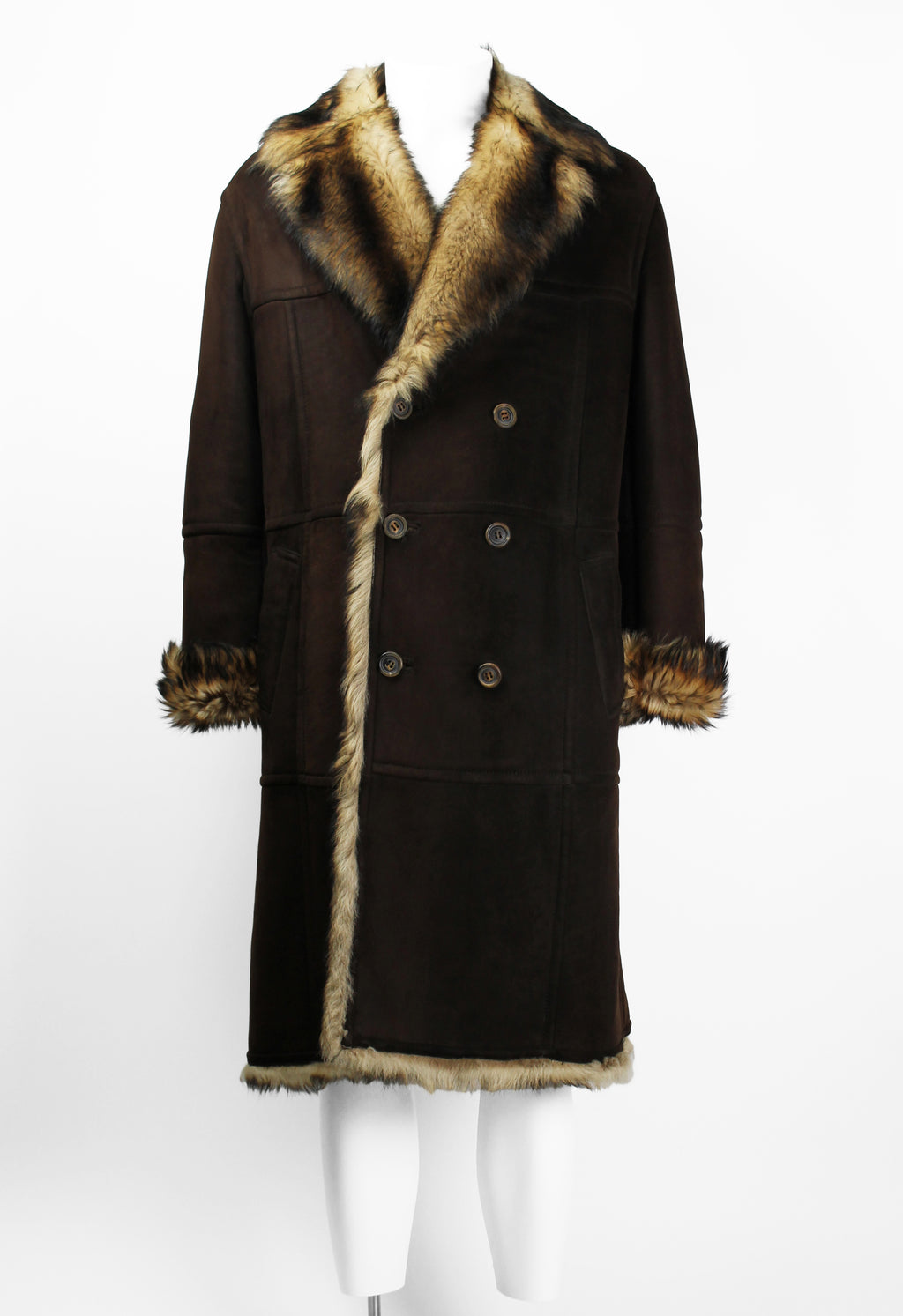 GUCCI TOM FORD FW 1997 HEAVY PANELLED SUEDE & FUR COAT