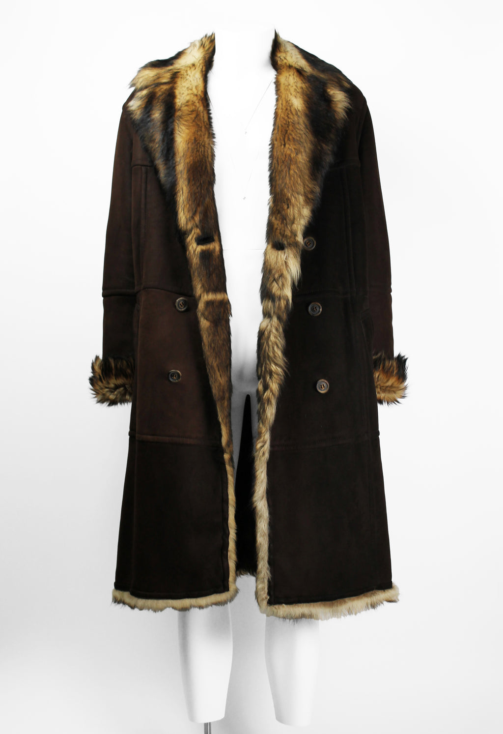 GUCCI TOM FORD FW 1997 HEAVY PANELLED SUEDE & FUR COAT