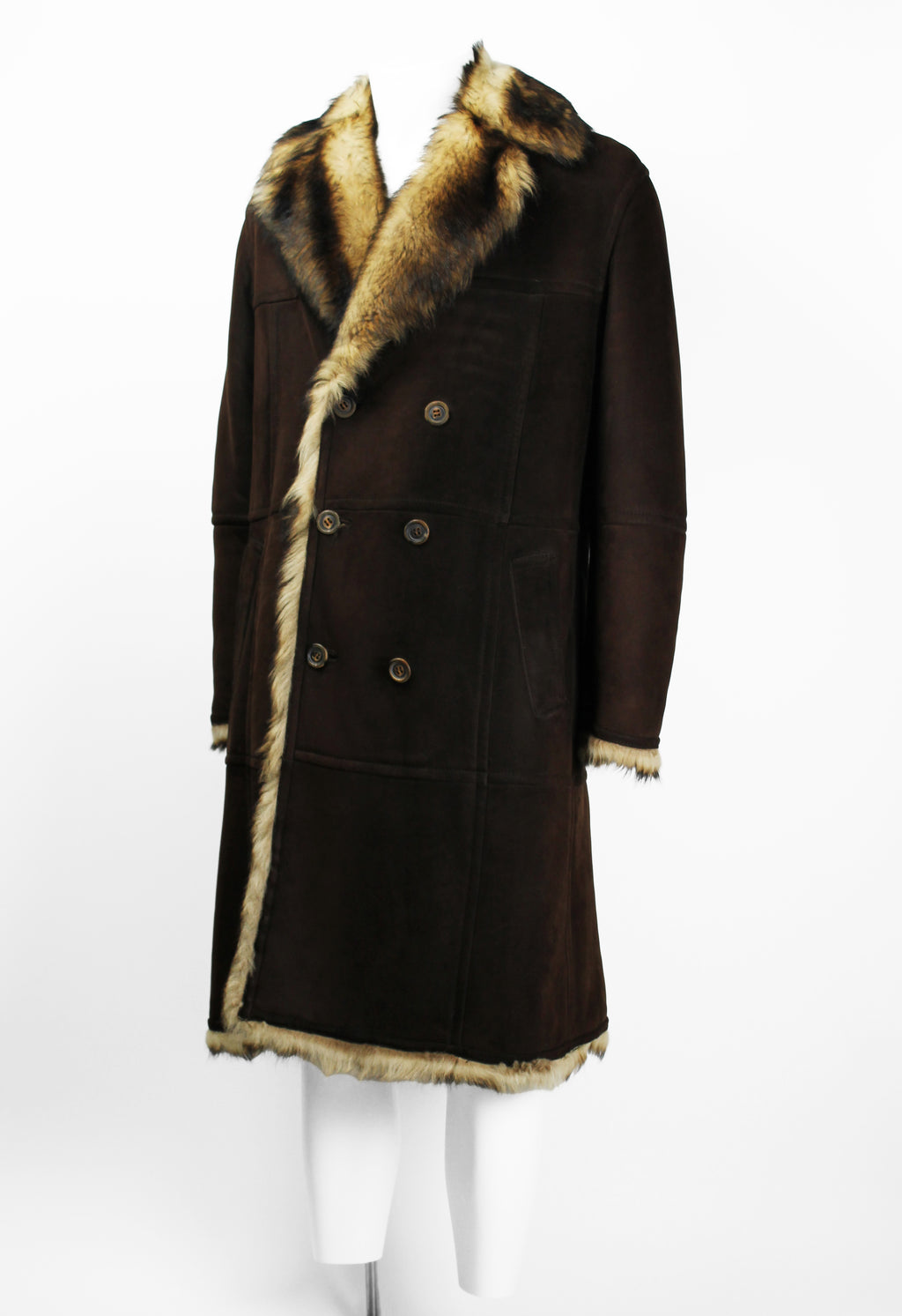 GUCCI TOM FORD FW 1997 HEAVY PANELLED SUEDE & FUR COAT