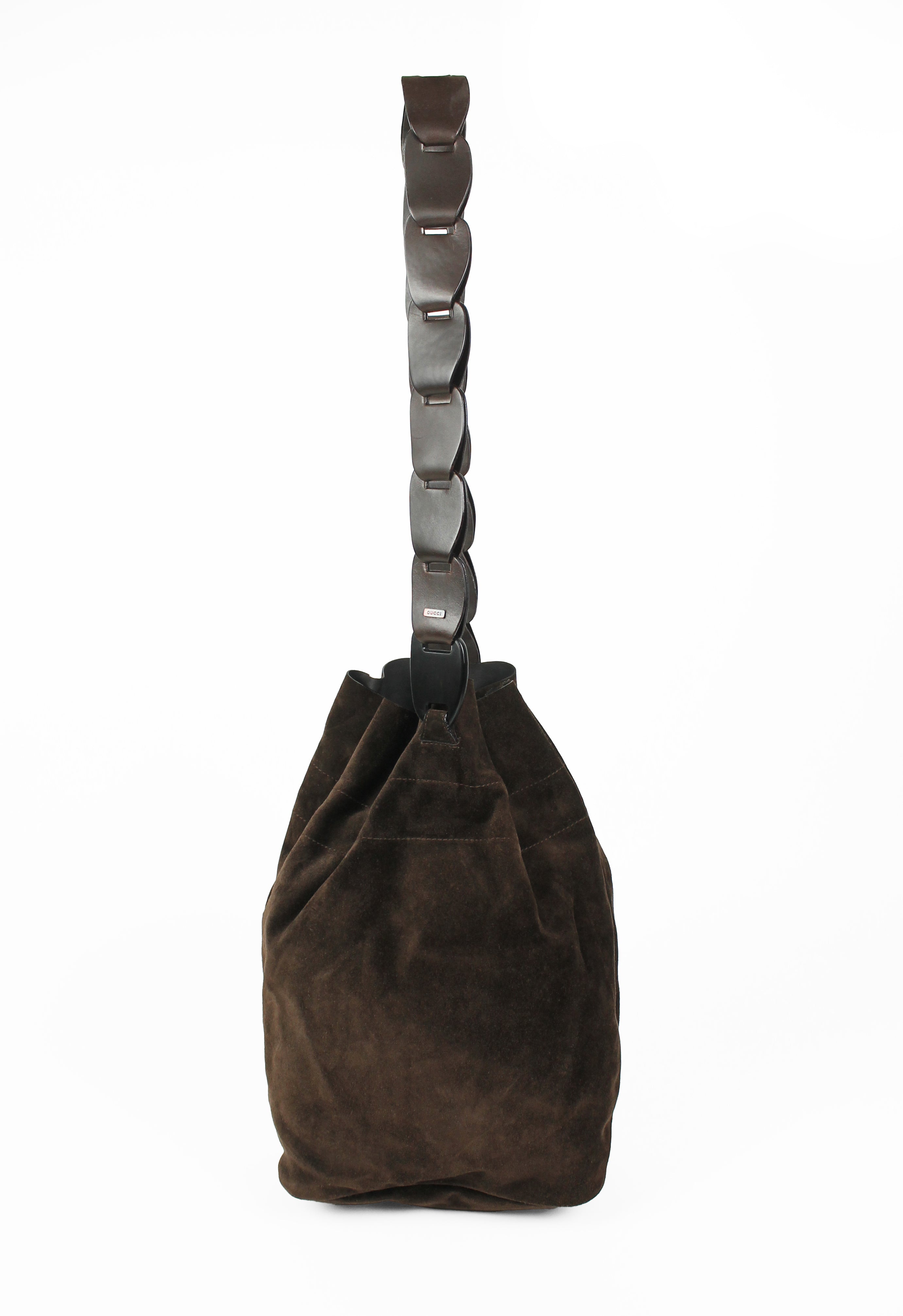 GUCCI TOM FORD SS 1997 CHAIN STRAP SUEDE BUCKET BAG