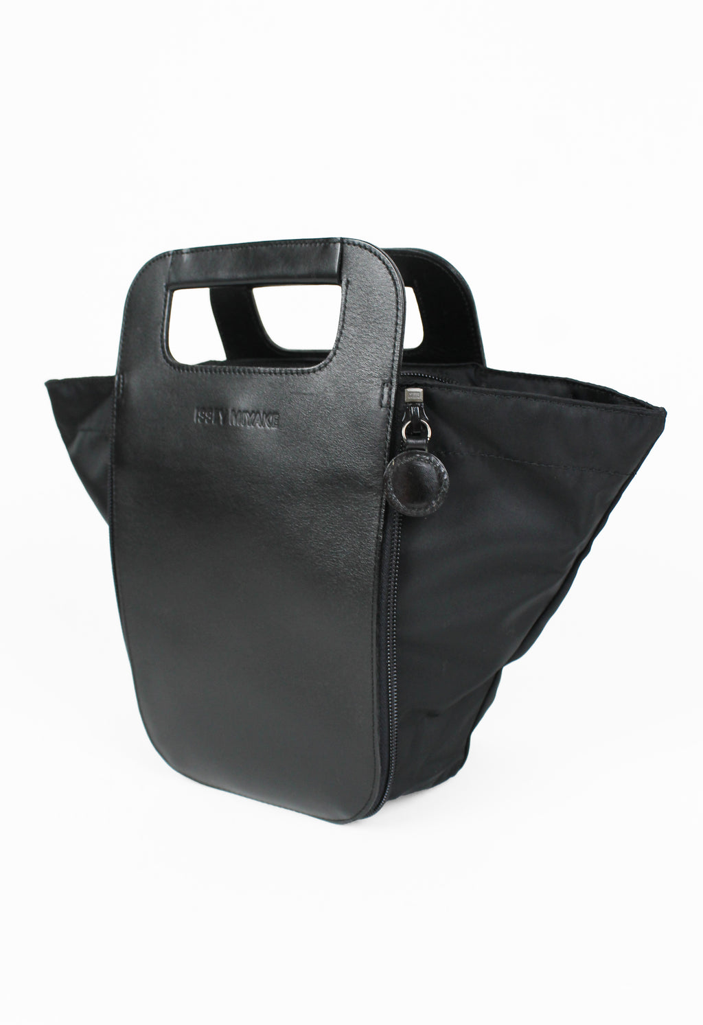 ISSEY MIYAKE 1990'S TRANSFORMABLE LEATHER AND NYLON ZIP BAG
