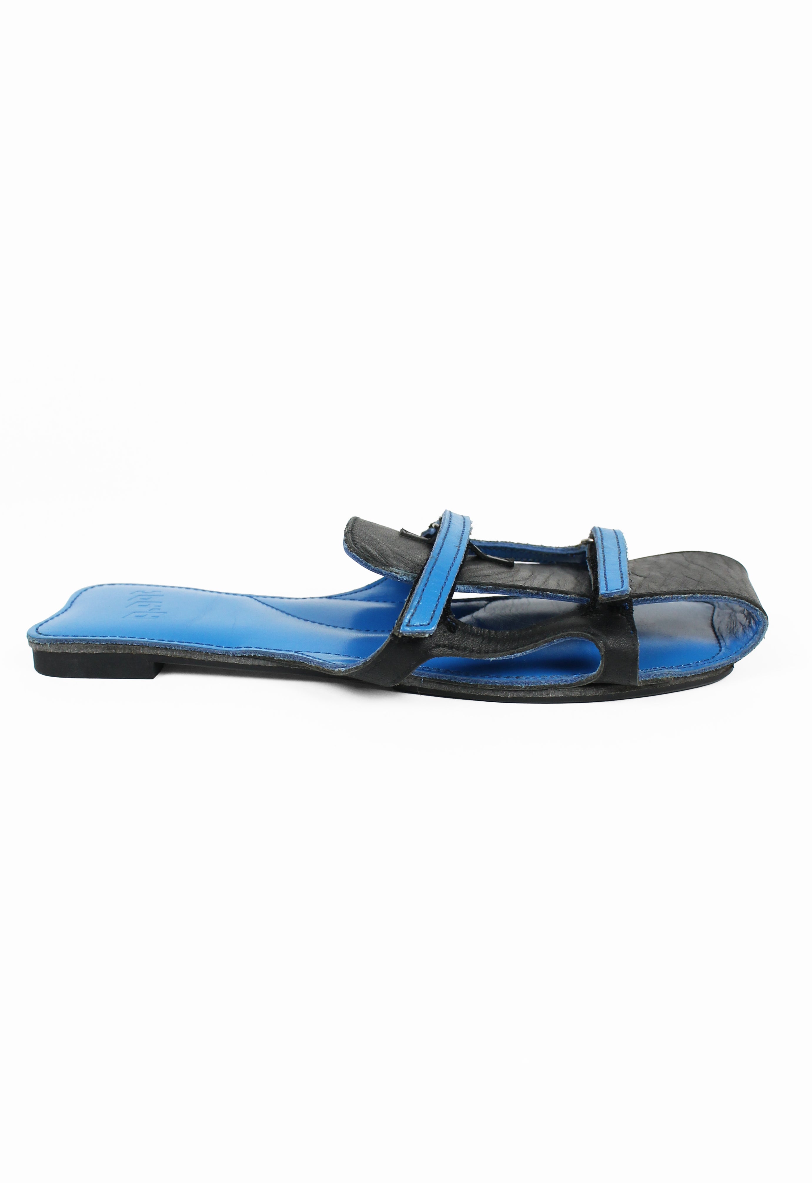 ISSEY MIYAKE A-POC BLUE FOLDED VELCRO SANDALS