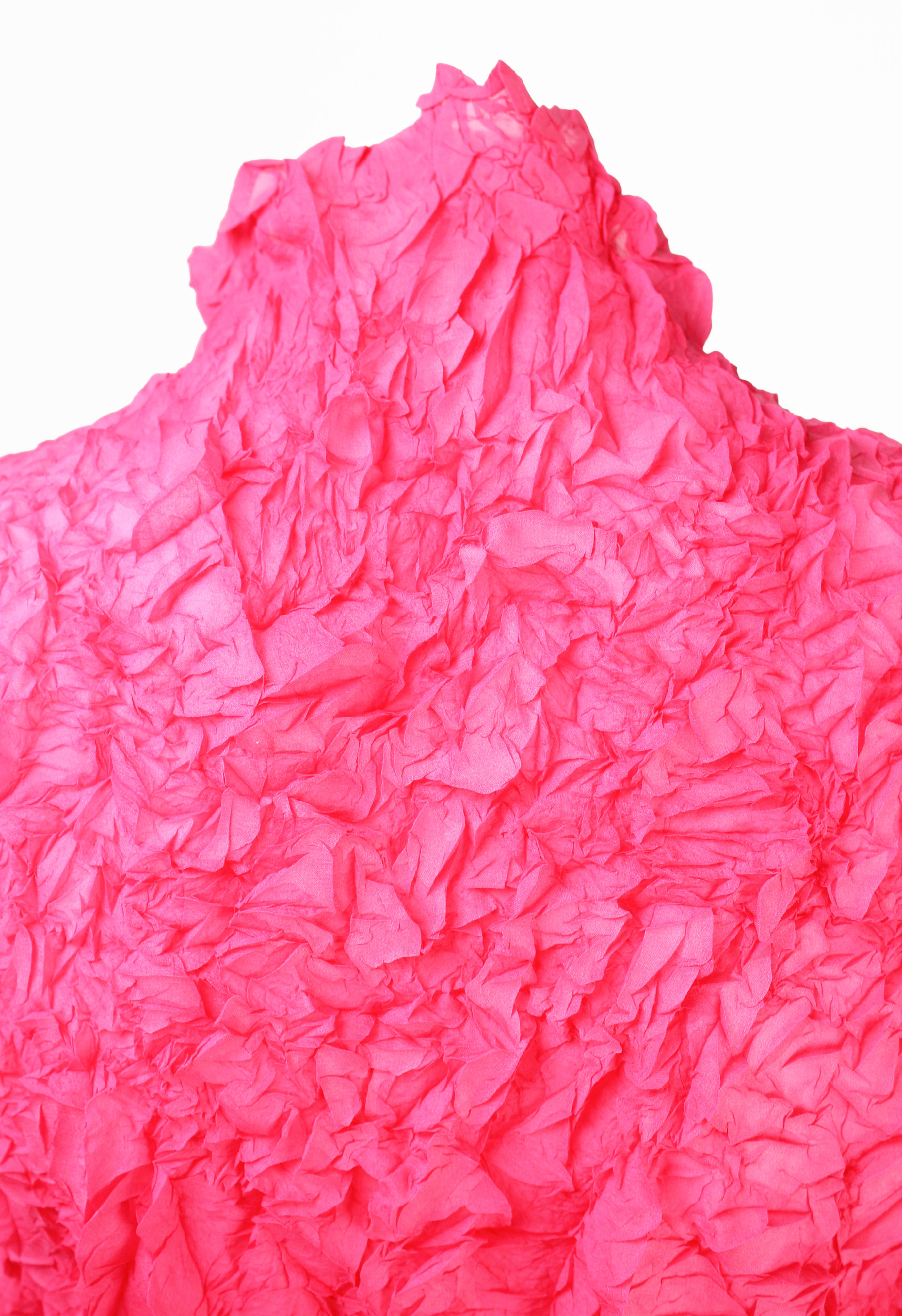 ISSEY MIYAKE FW 1999 HOT PINK CRINKLED TOP