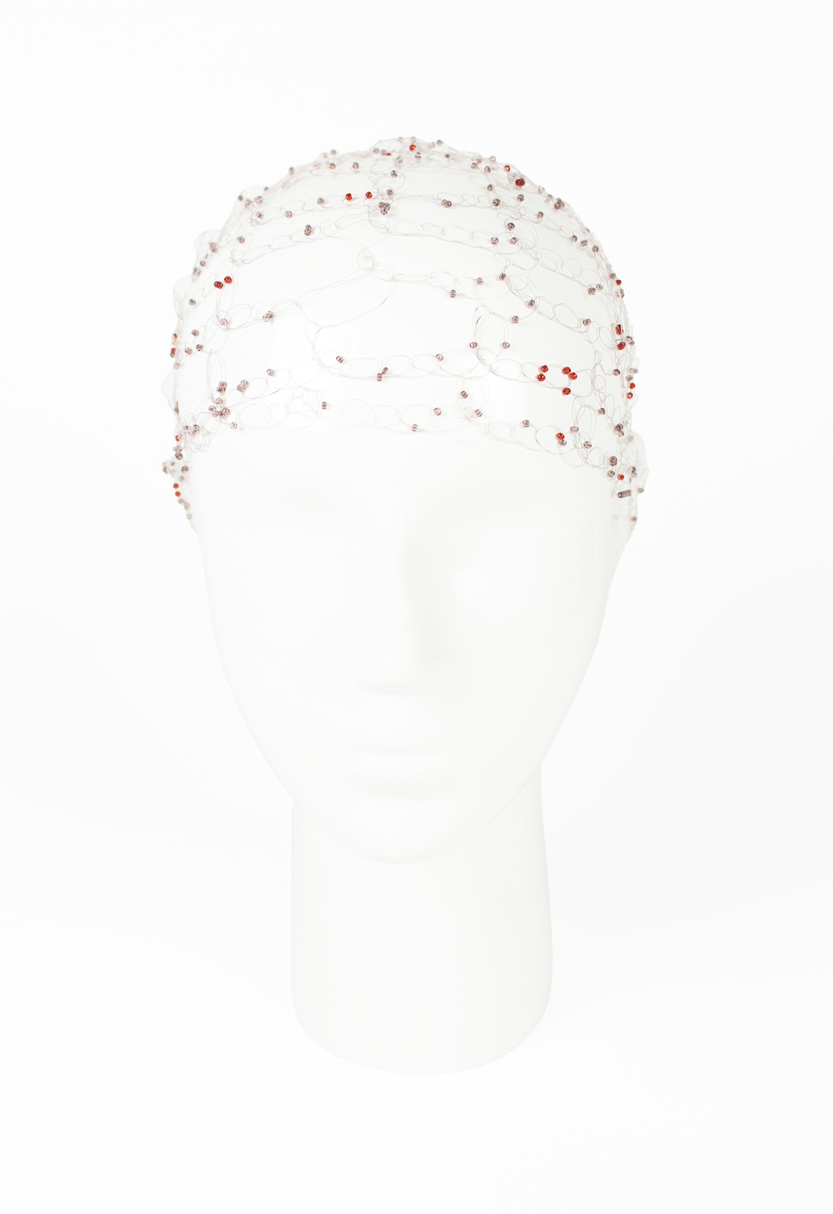 ISSEY MIYAKE FW 2000 LILAC AND RED BEADED HAIR NET