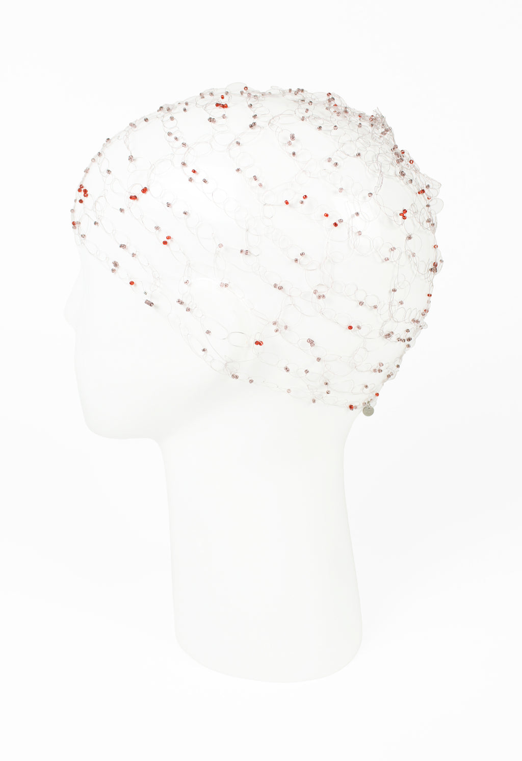 ISSEY MIYAKE FW 2000 LILAC AND RED BEADED HAIR NET