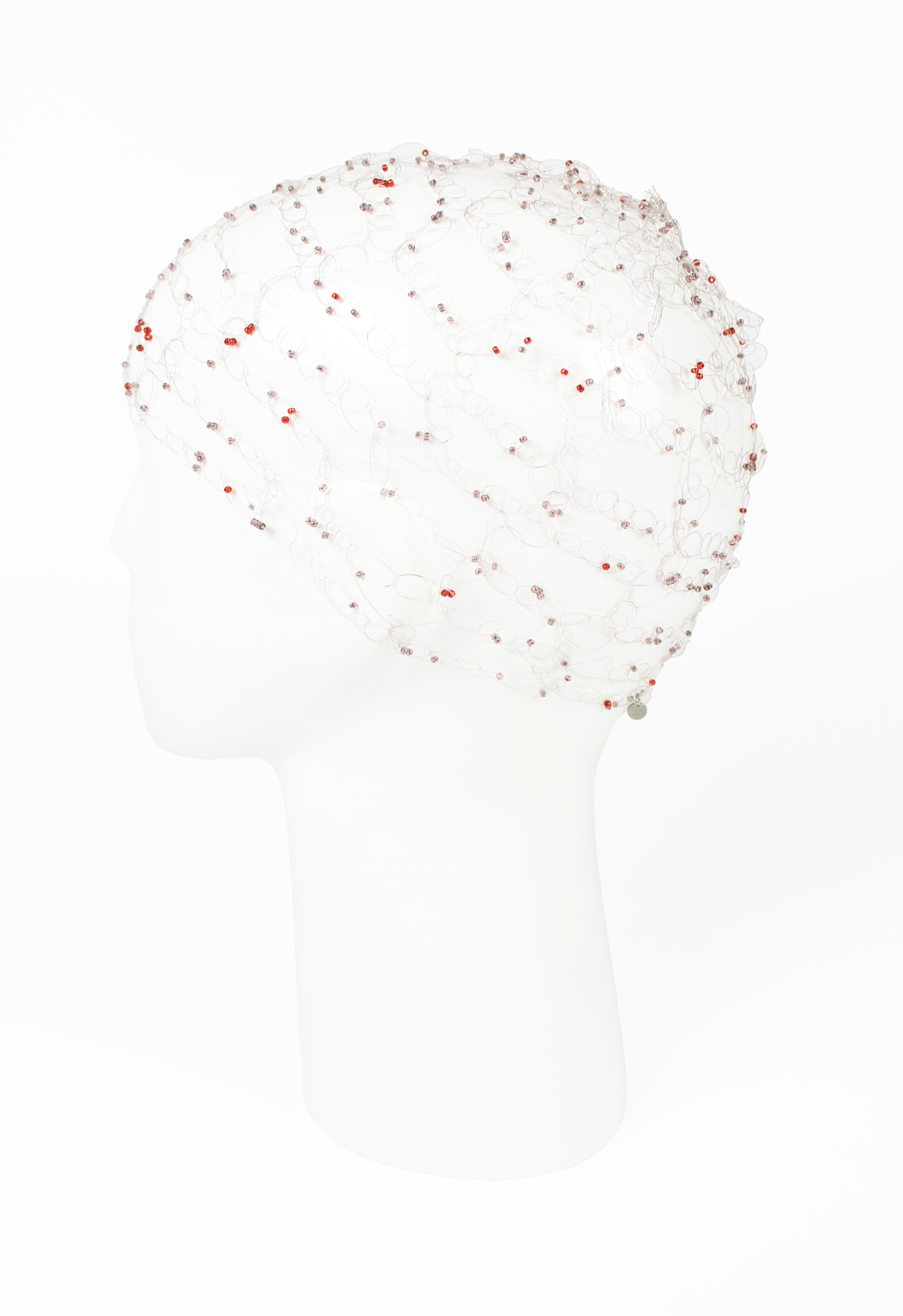 ISSEY MIYAKE FW 2000 LILAC AND RED BEADED HAIR NET