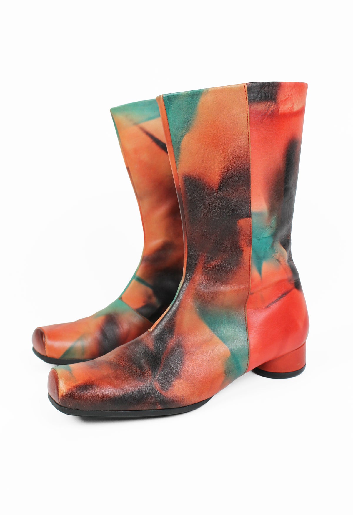 ISSEY MIYAKE FW 2001 DYED MULTICOLOURED LEATHER BOOTS
