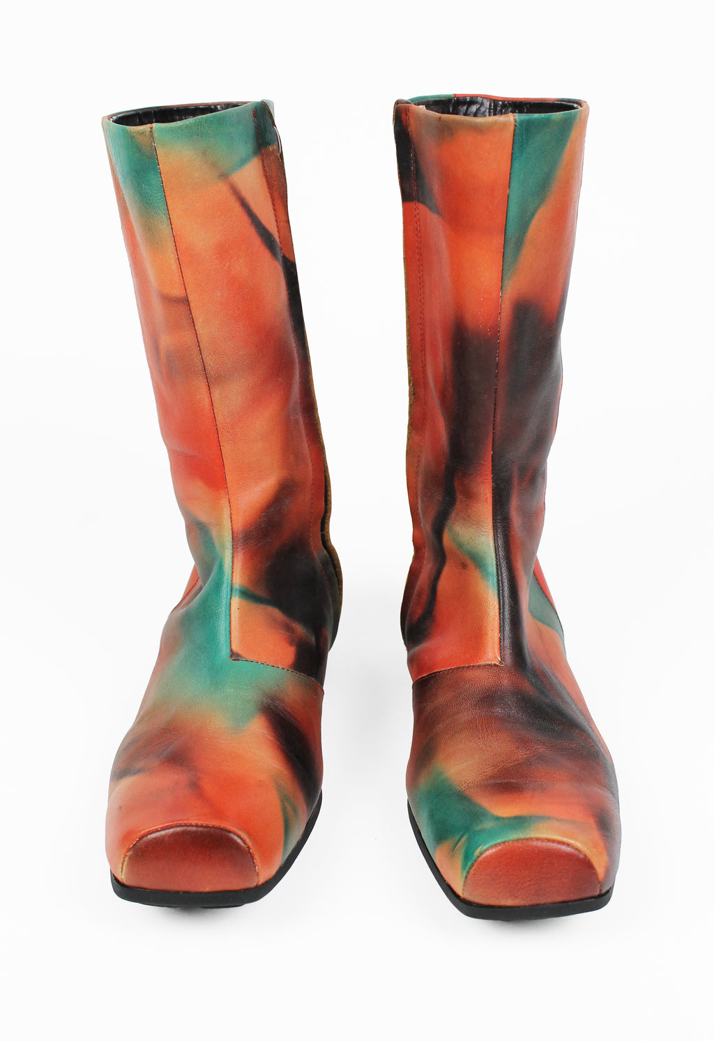 ISSEY MIYAKE FW 2001 DYED MULTICOLOURED LEATHER BOOTS