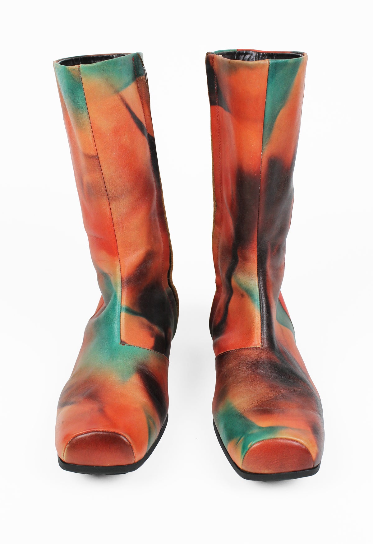 ISSEY MIYAKE FW 2001 DYED MULTICOLOURED LEATHER BOOTS