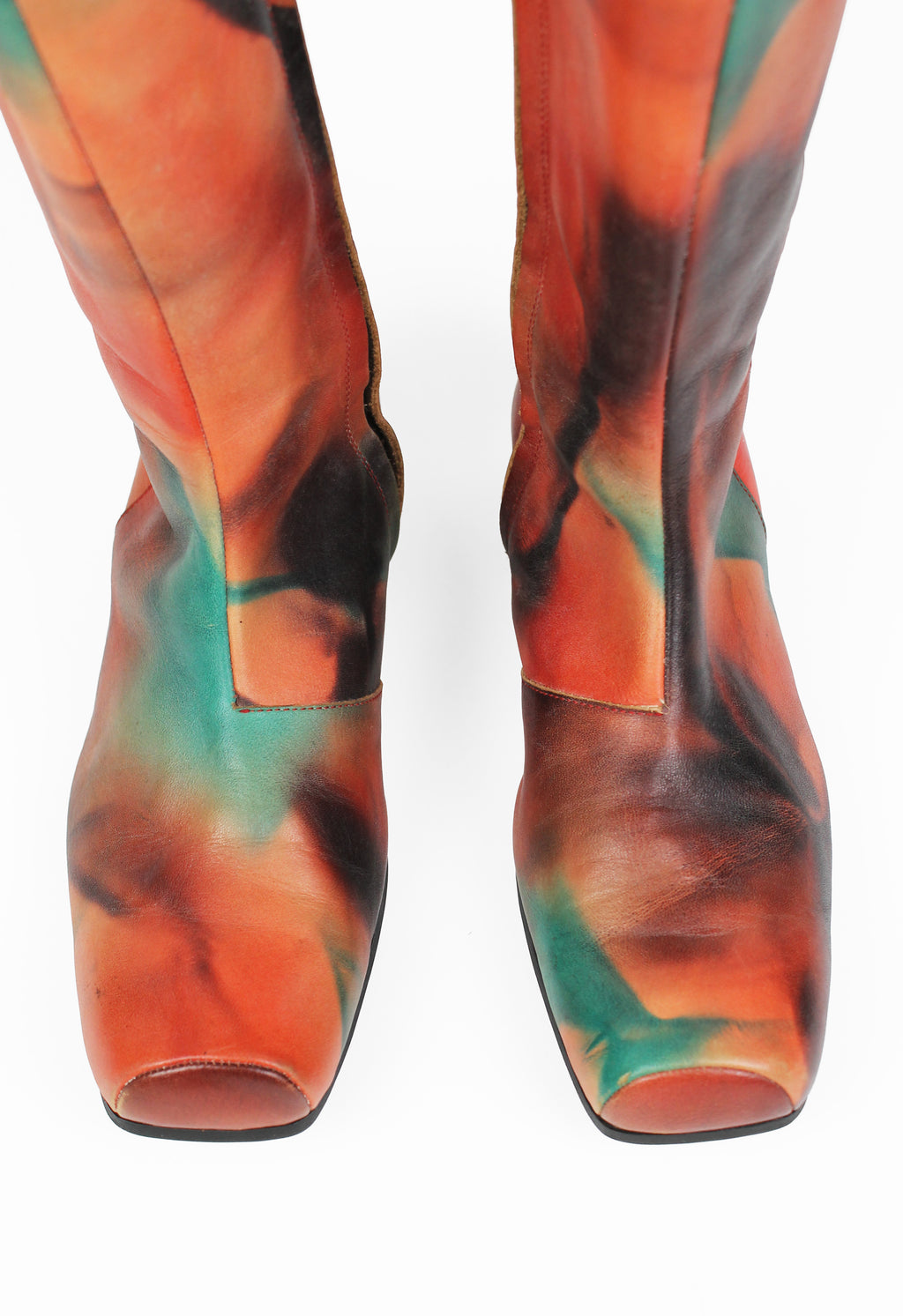ISSEY MIYAKE FW 2001 DYED MULTICOLOURED LEATHER BOOTS