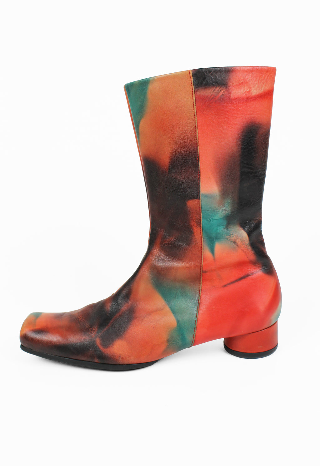 ISSEY MIYAKE FW 2001 DYED MULTICOLOURED LEATHER BOOTS