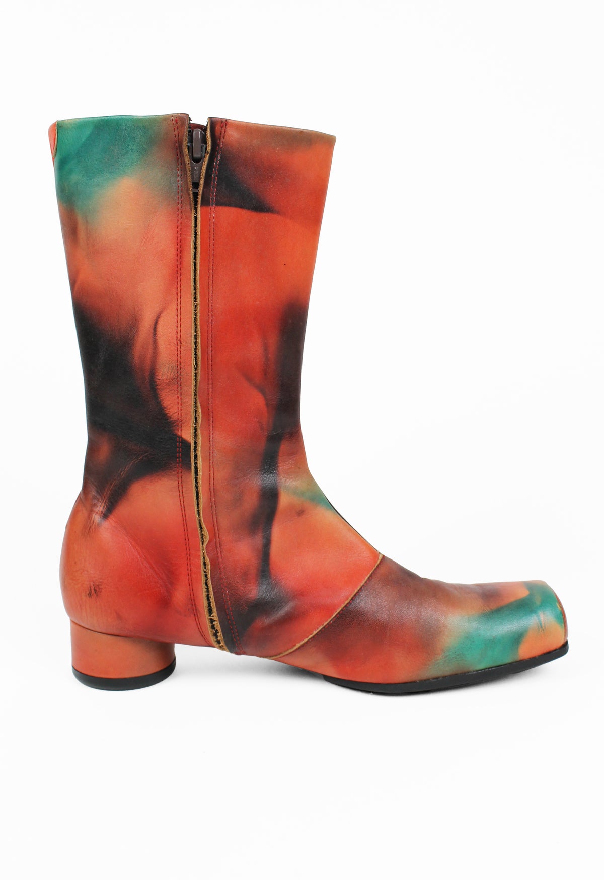 ISSEY MIYAKE FW 2001 DYED MULTICOLOURED LEATHER BOOTS