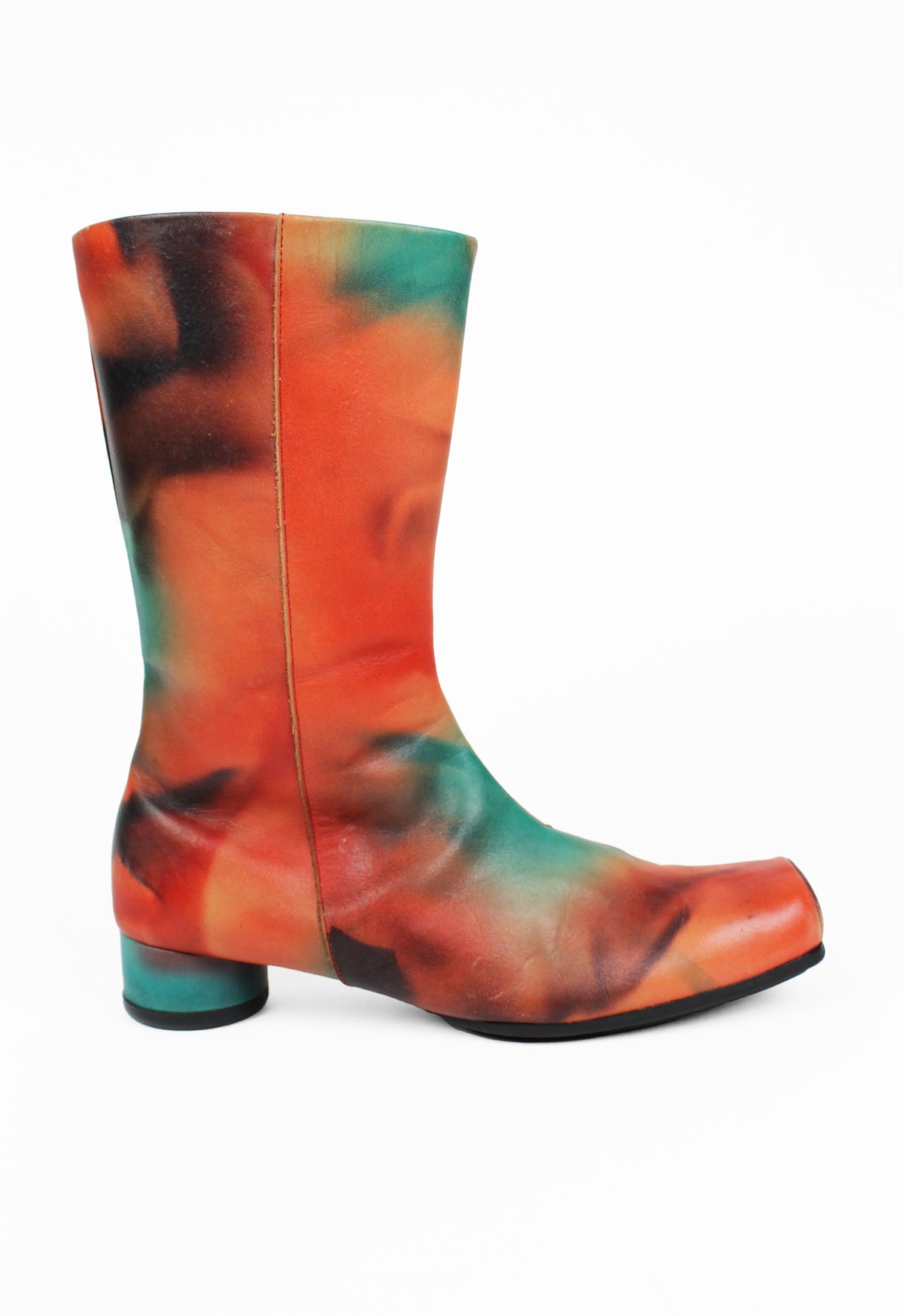 ISSEY MIYAKE FW 2001 DYED MULTICOLOURED LEATHER BOOTS