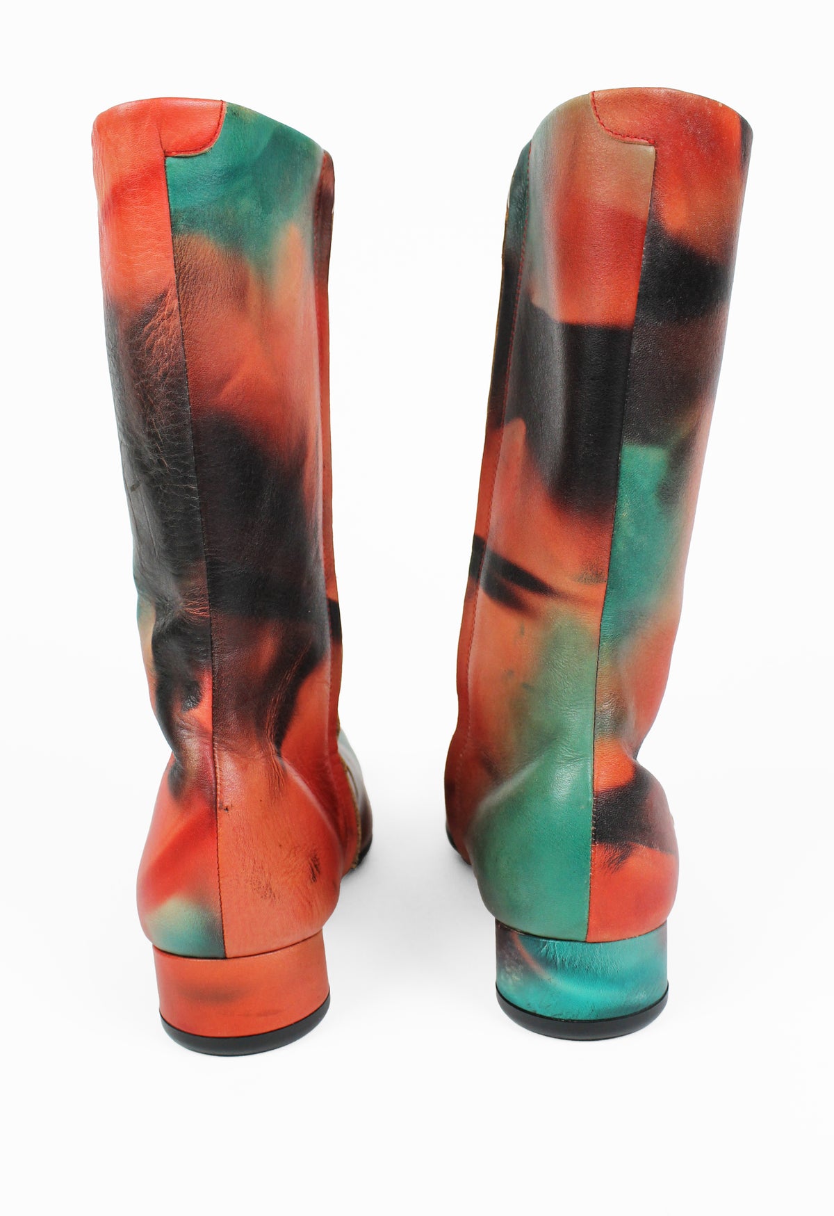 ISSEY MIYAKE FW 2001 DYED MULTICOLOURED LEATHER BOOTS