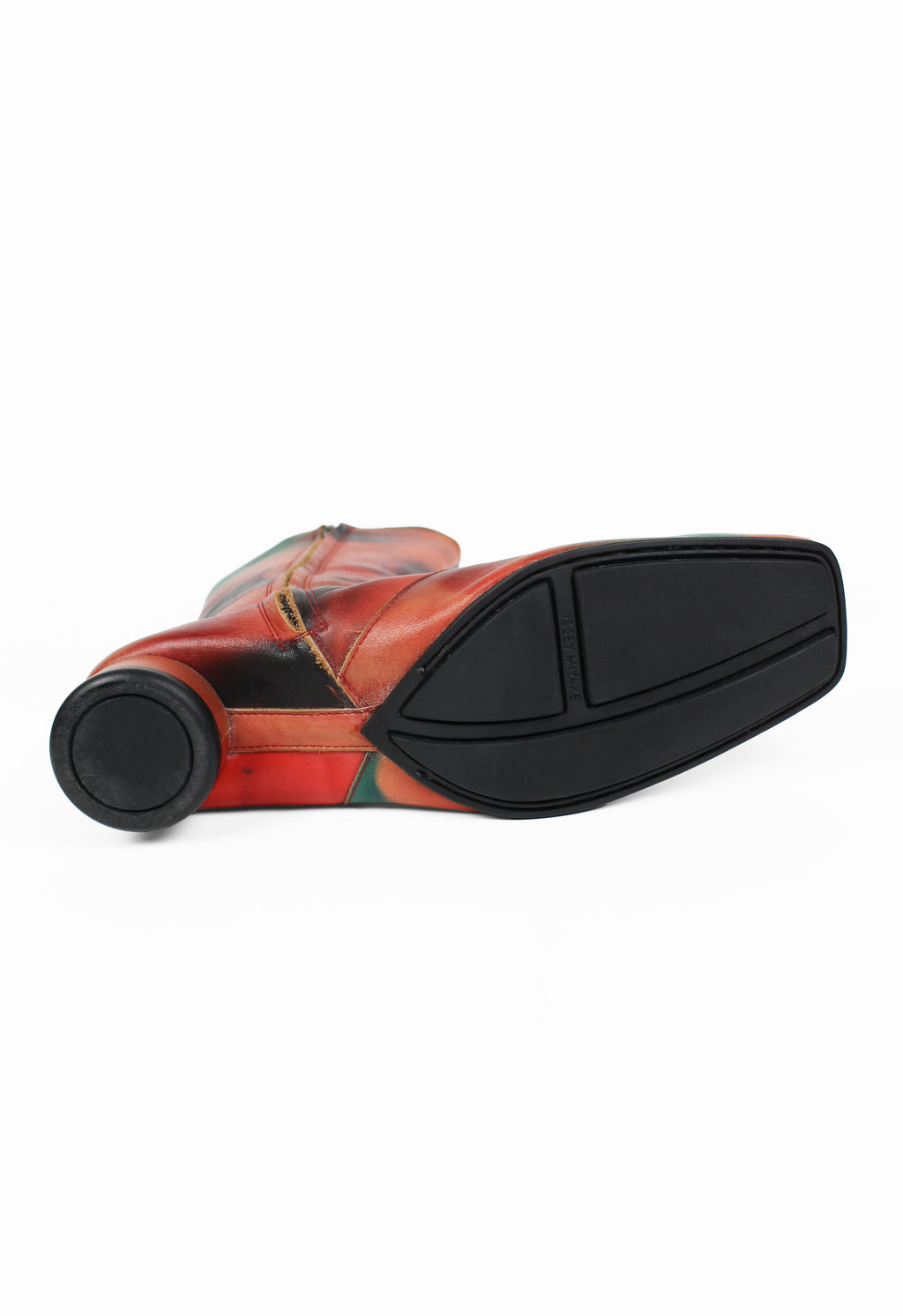 ISSEY MIYAKE FW 2001 DYED MULTICOLOURED LEATHER BOOTS