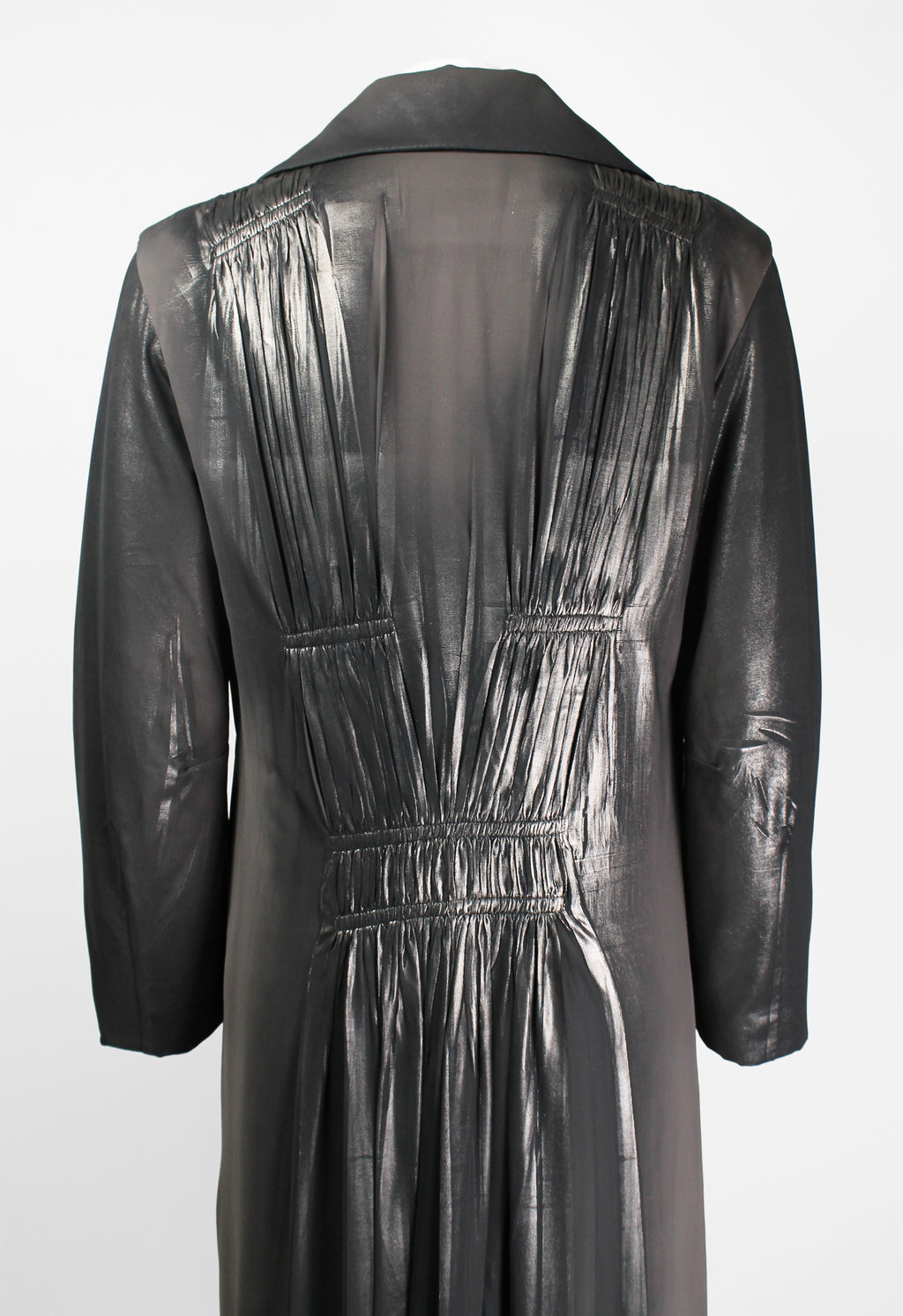 ISSEY MIYAKE FW 2002 SILVER COATED GATHERED PLEAT COAT
