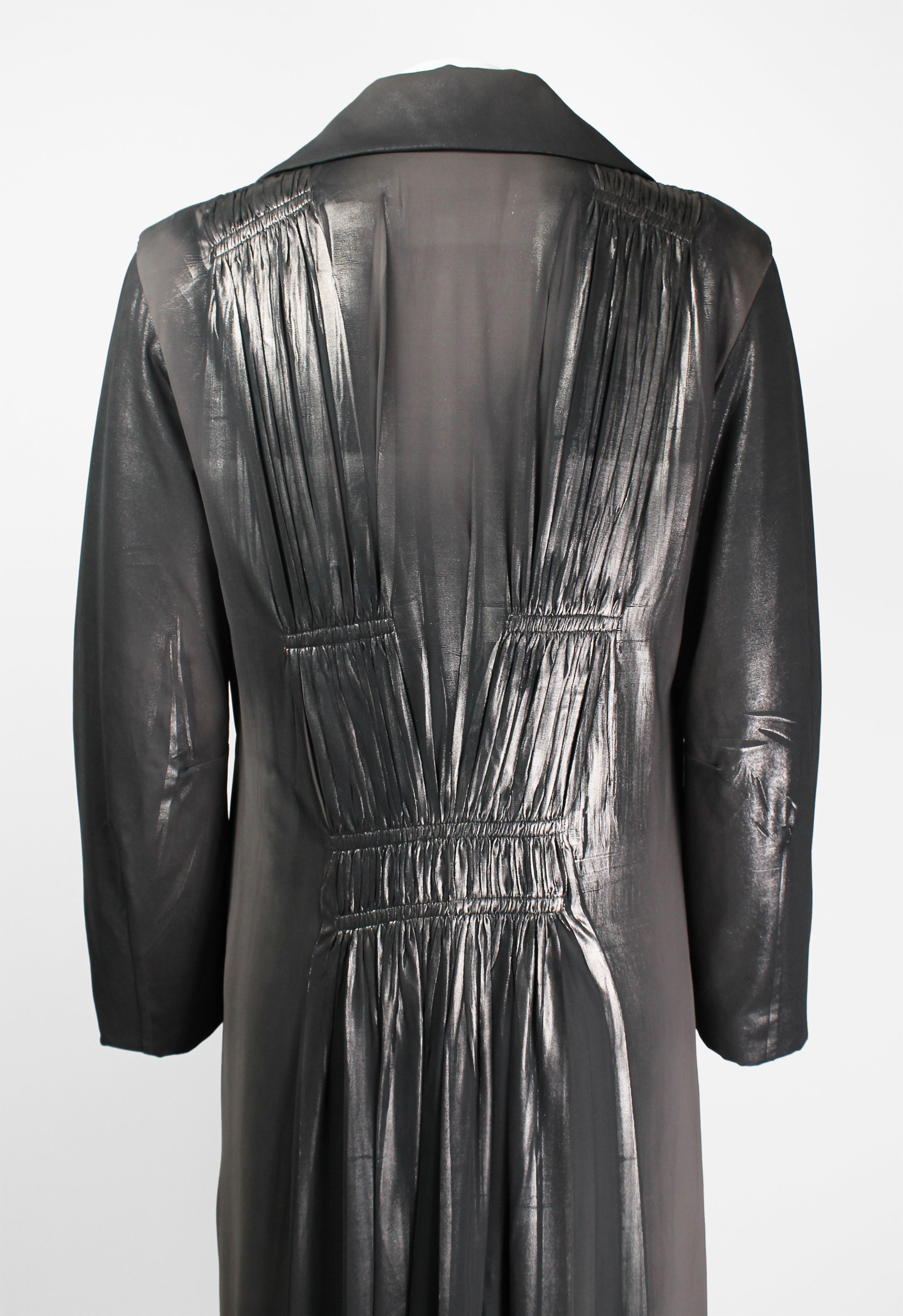 ISSEY MIYAKE FW 2002 SILVER COATED GATHERED PLEAT COAT