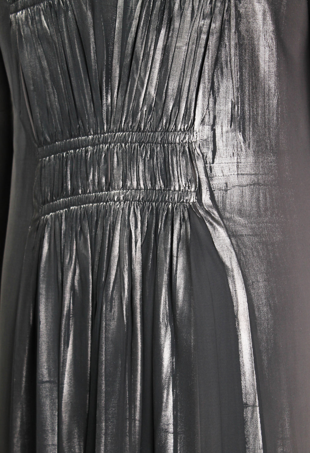 ISSEY MIYAKE FW 2002 SILVER COATED GATHERED PLEAT COAT