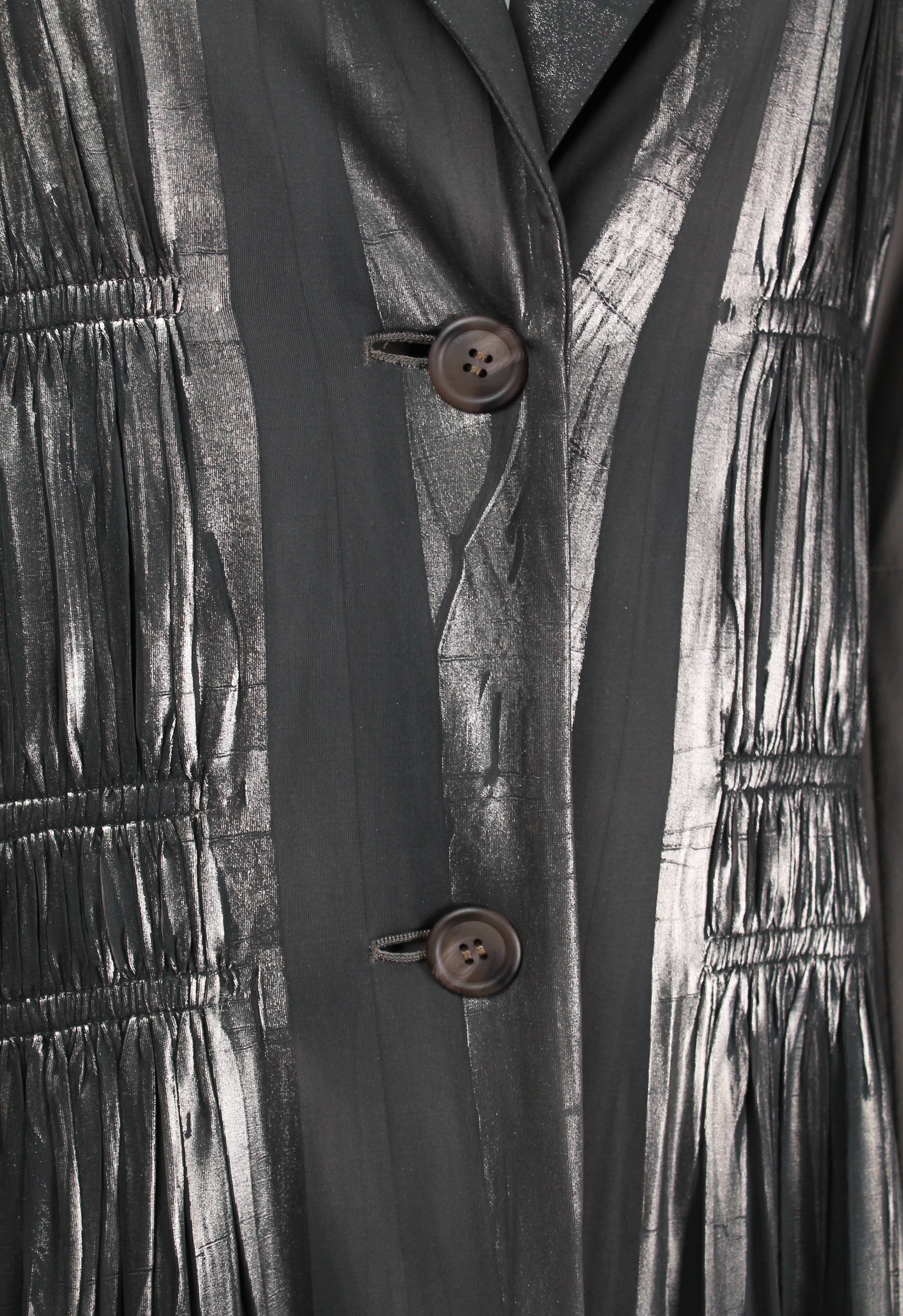 ISSEY MIYAKE FW 2002 SILVER COATED GATHERED PLEAT COAT
