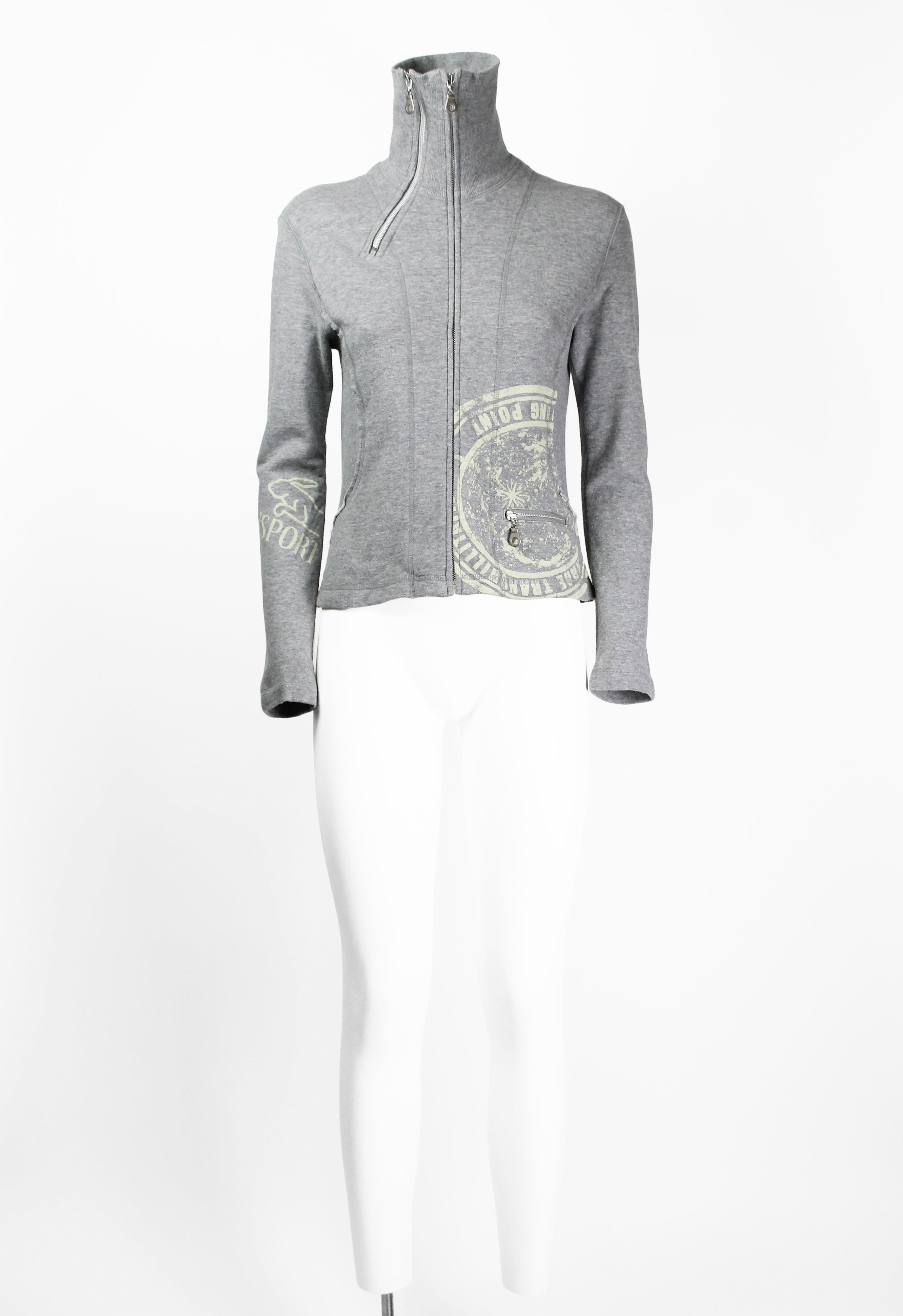 ISSEY MIYAKE FW 2004 GREY GRAPHIC DOUBLE ZIP SWEATER