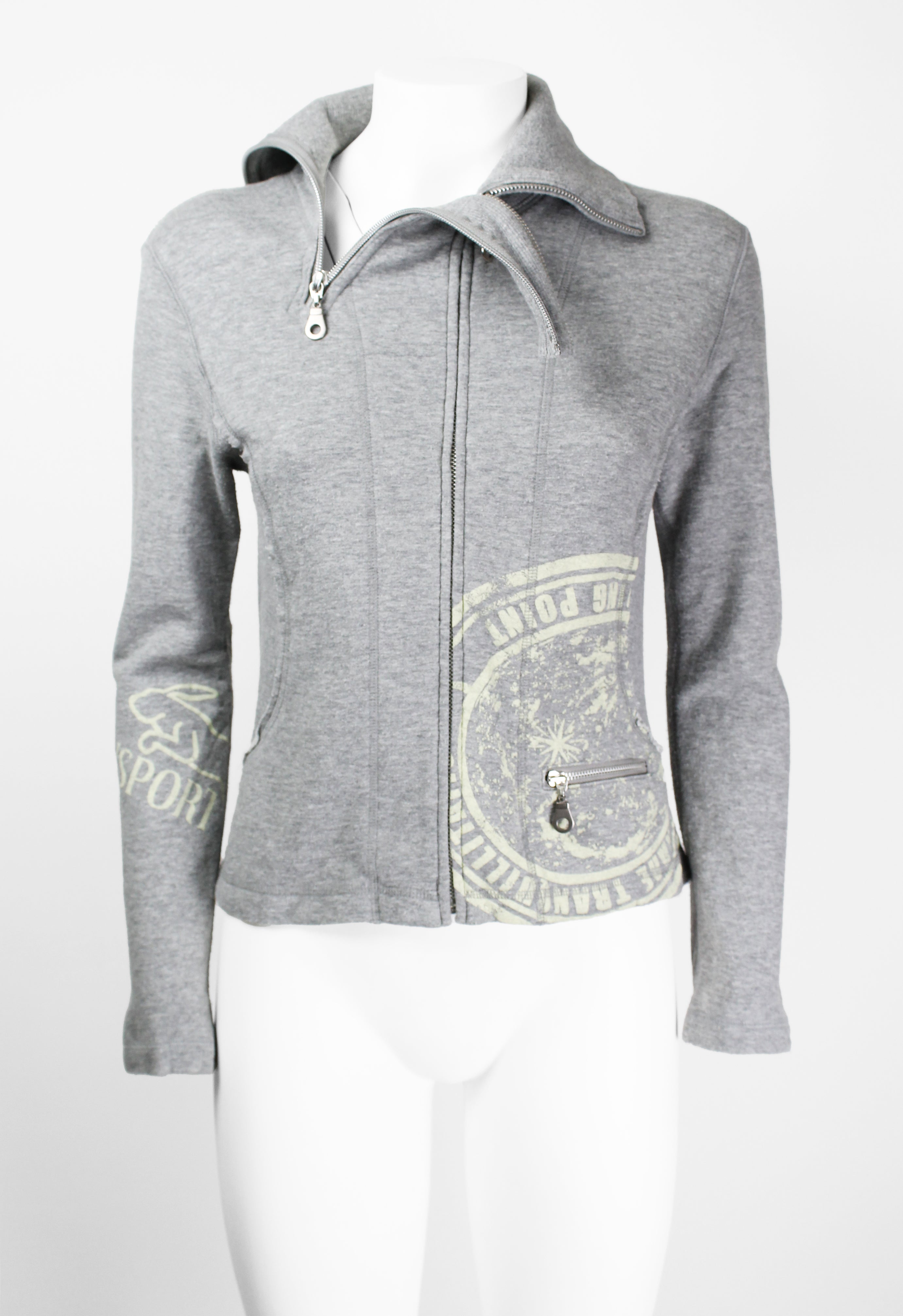 ISSEY MIYAKE FW 2004 GREY GRAPHIC DOUBLE ZIP SWEATER