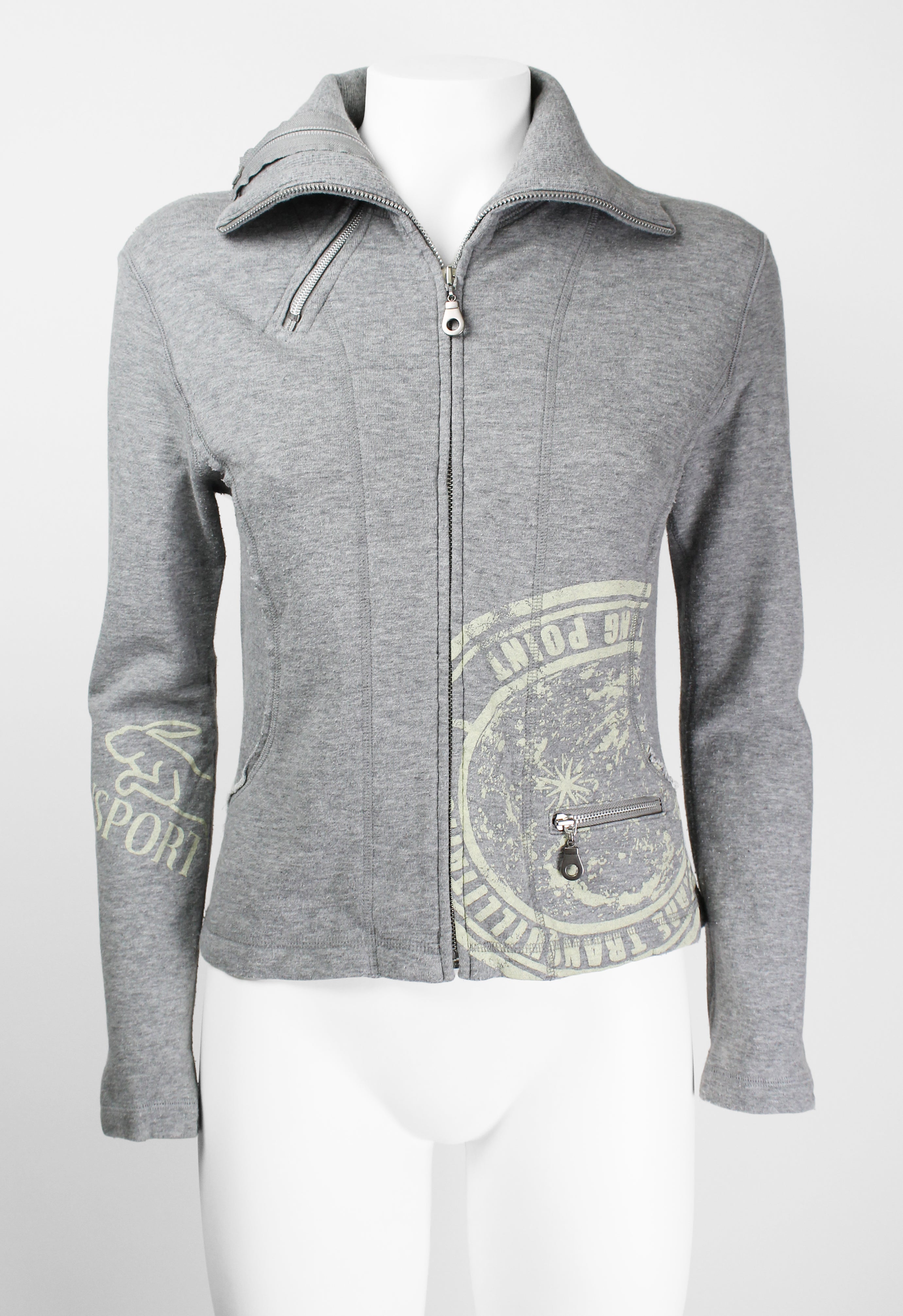ISSEY MIYAKE FW 2004 GREY GRAPHIC DOUBLE ZIP SWEATER