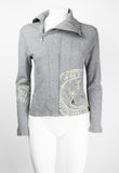 ISSEY MIYAKE FW 2004 GREY GRAPHIC DOUBLE ZIP SWEATER