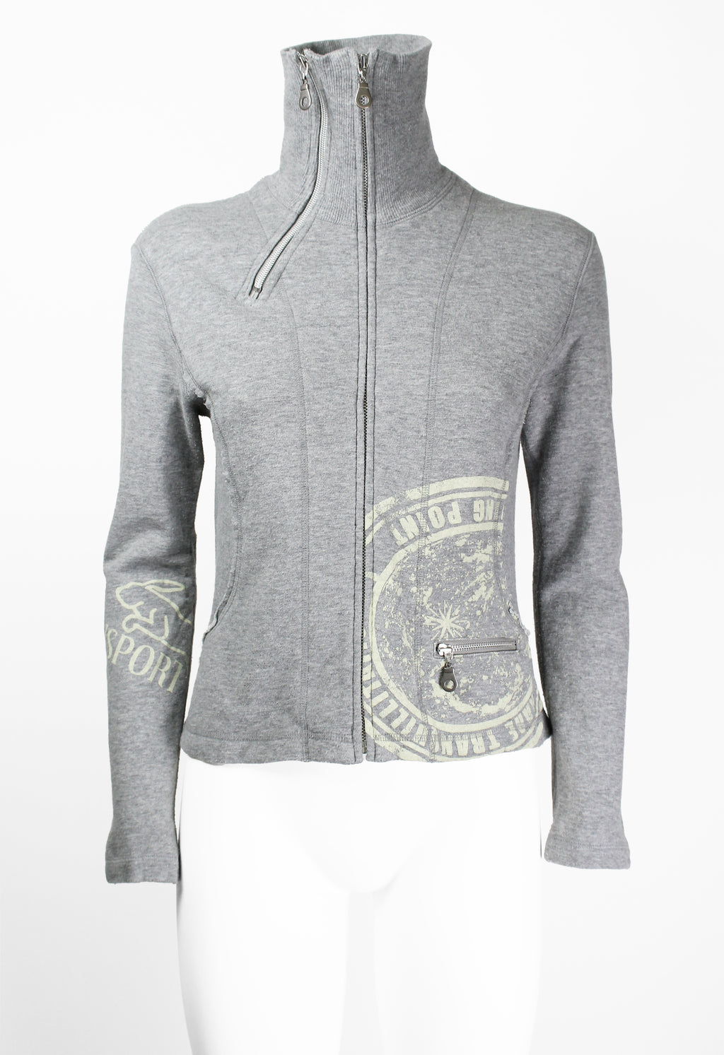 ISSEY MIYAKE FW 2004 GREY GRAPHIC DOUBLE ZIP SWEATER