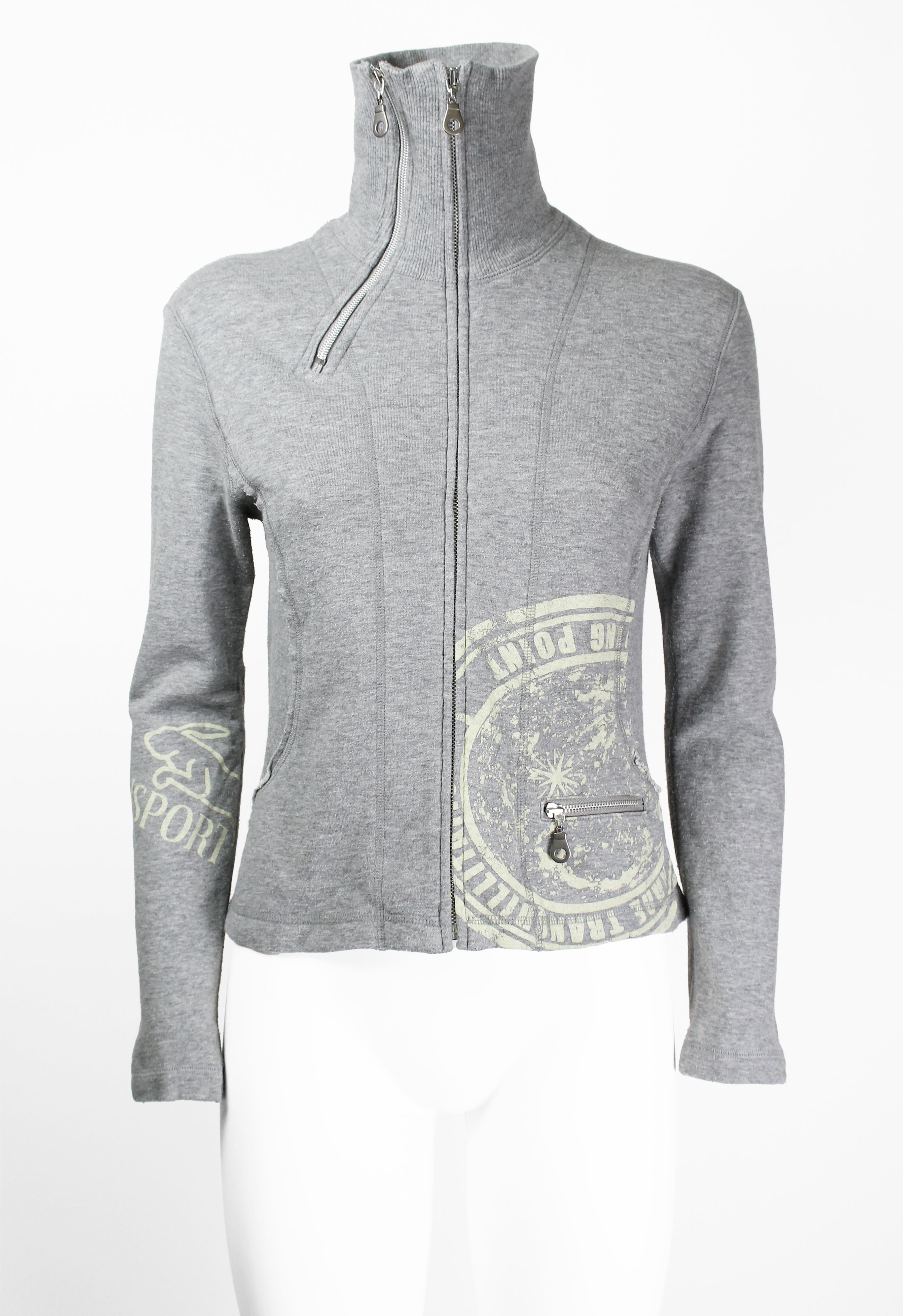 ISSEY MIYAKE FW 2004 GREY GRAPHIC DOUBLE ZIP SWEATER