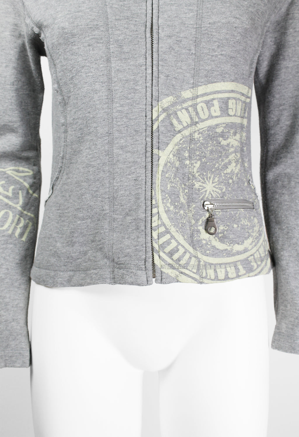 ISSEY MIYAKE FW 2004 GREY GRAPHIC DOUBLE ZIP SWEATER