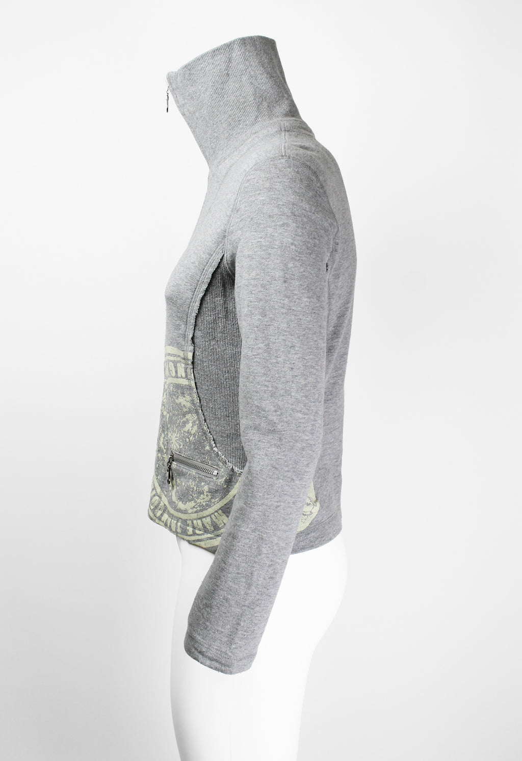 ISSEY MIYAKE FW 2004 GREY GRAPHIC DOUBLE ZIP SWEATER