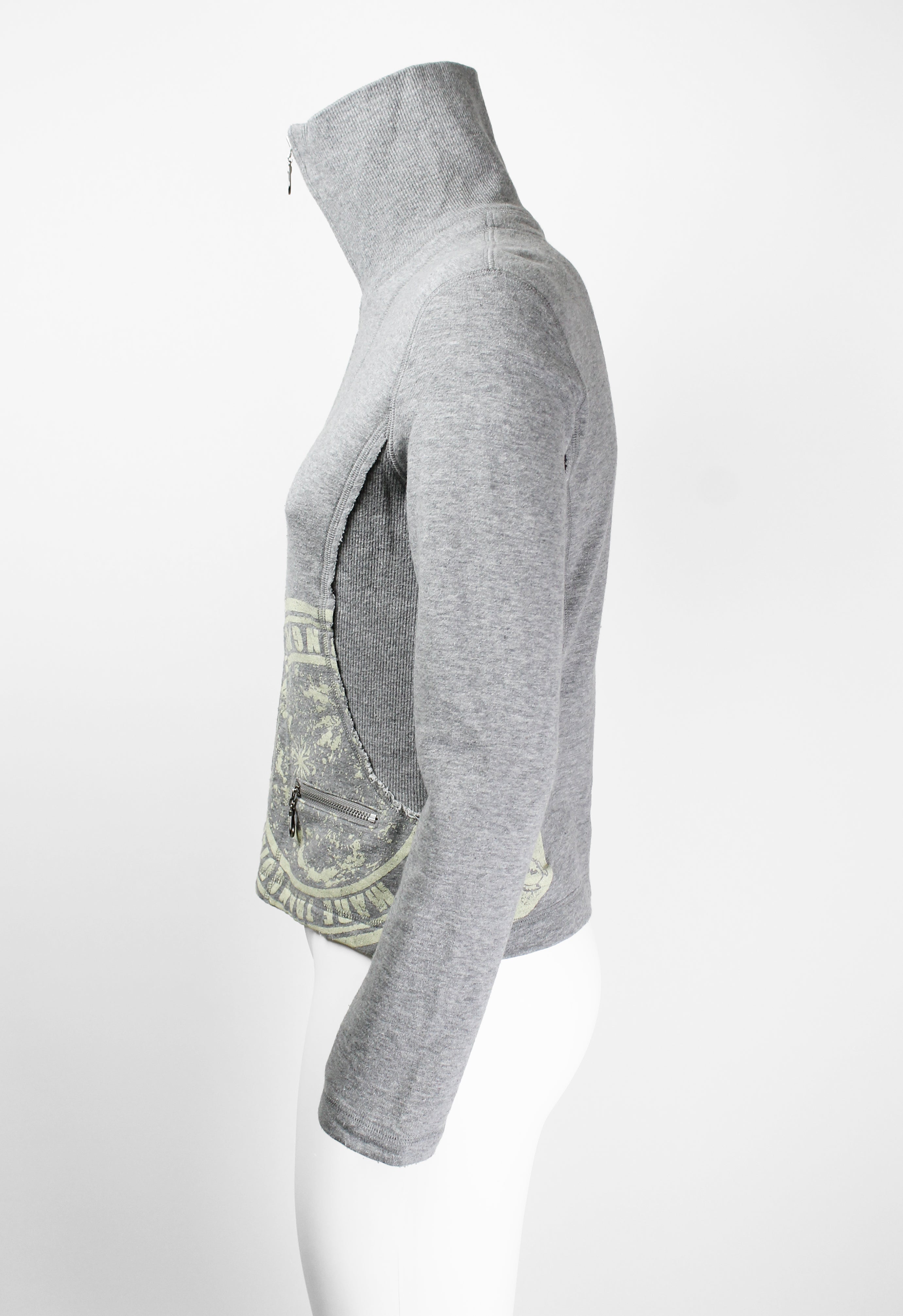 ISSEY MIYAKE FW 2004 GREY GRAPHIC DOUBLE ZIP SWEATER
