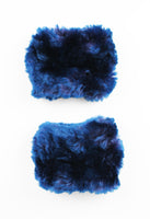 ISSEY MIYAKE TWO TONE BLUE FAUX FUR CUFFS