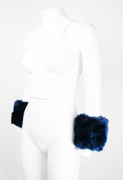 ISSEY MIYAKE TWO TONE BLUE FAUX FUR CUFFS