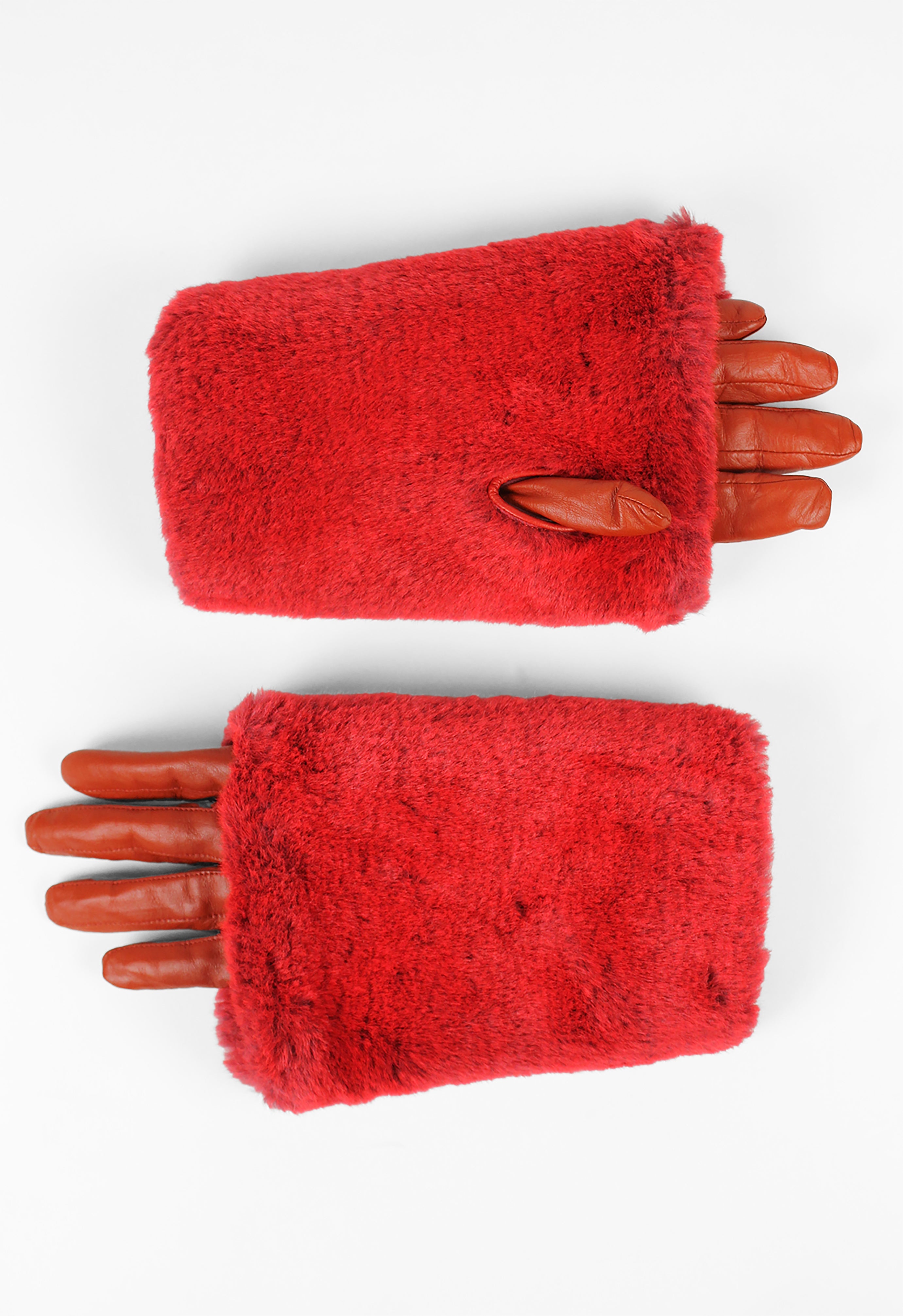 ISSEY MIYAKE FW 2003 LEATHER AND FUR GLOVES