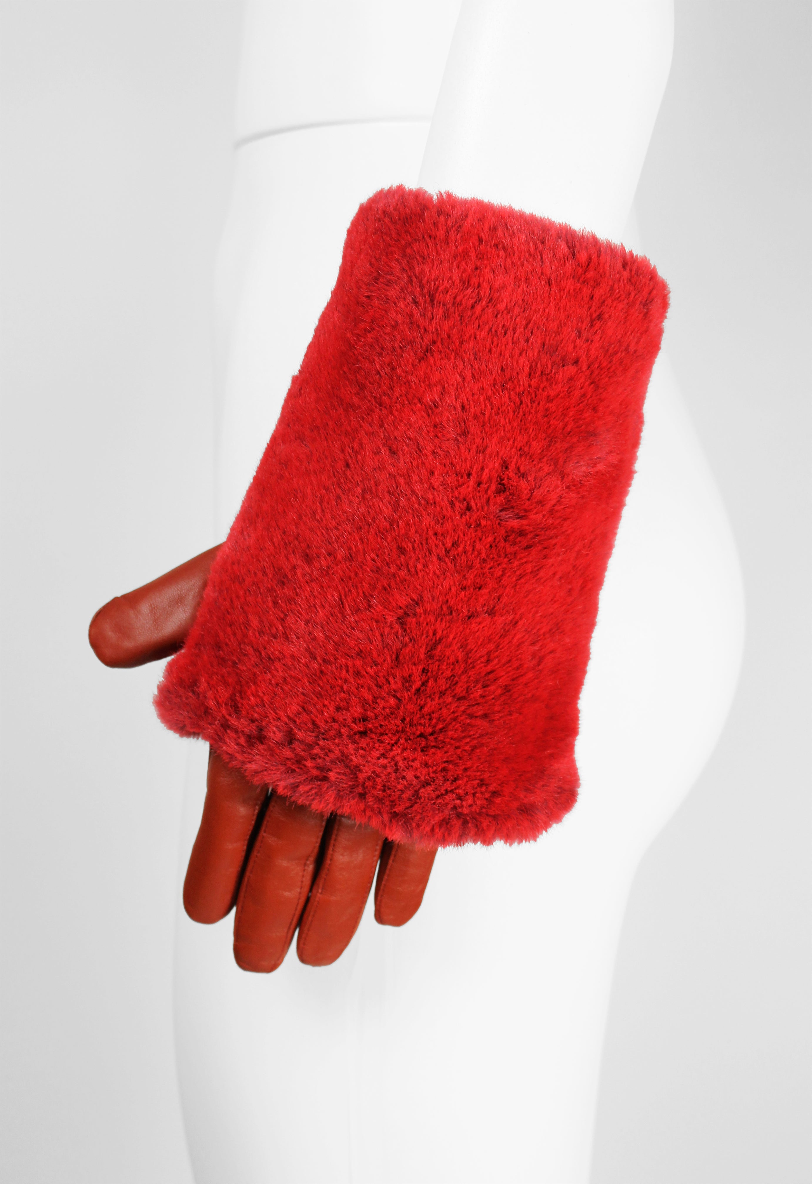 ISSEY MIYAKE FW 2003 LEATHER AND FUR GLOVES