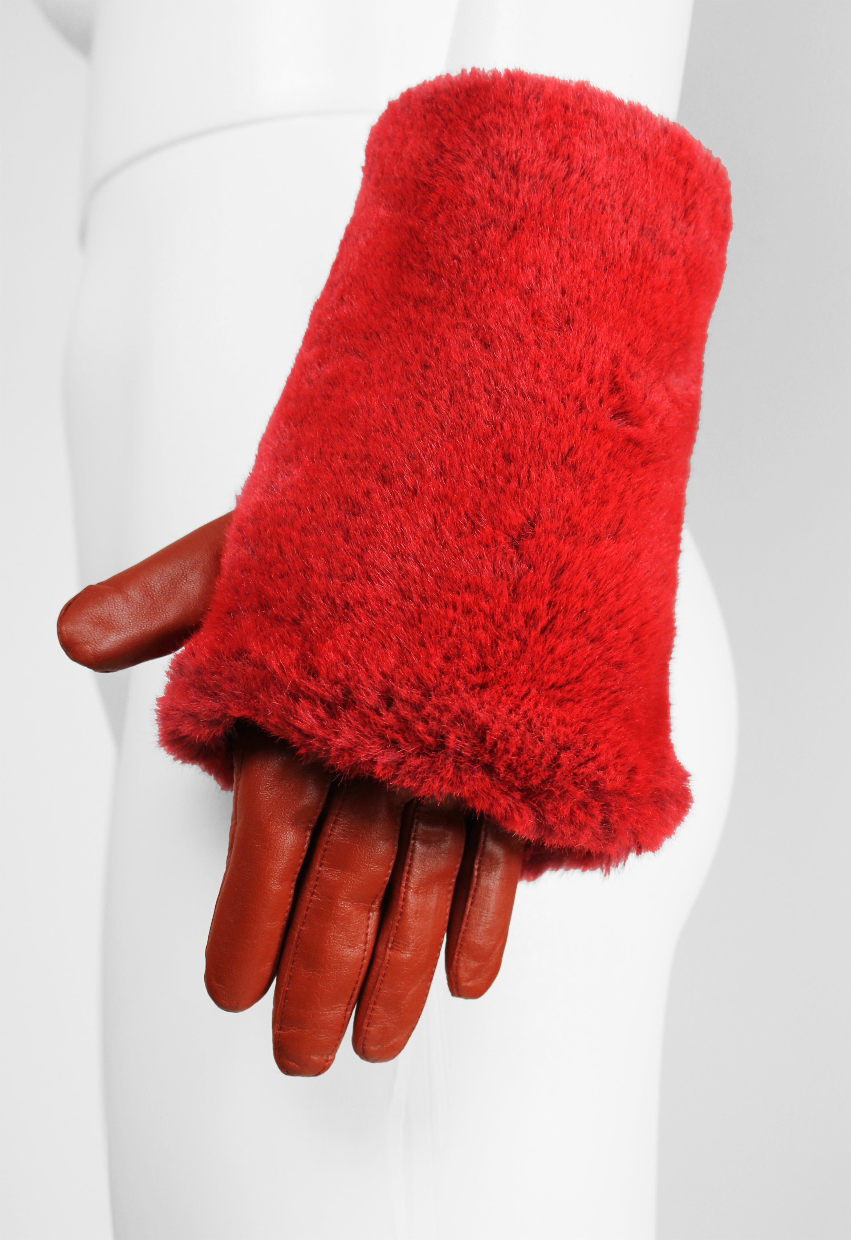 ISSEY MIYAKE FW 2003 LEATHER AND FUR GLOVES