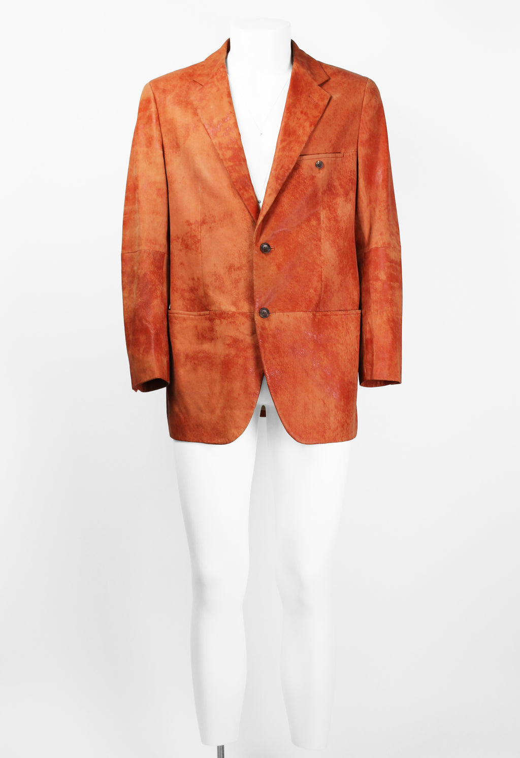 ISSEY MIYAKE MEN FW 2006 ORANGE DYED LEATHER JACKET