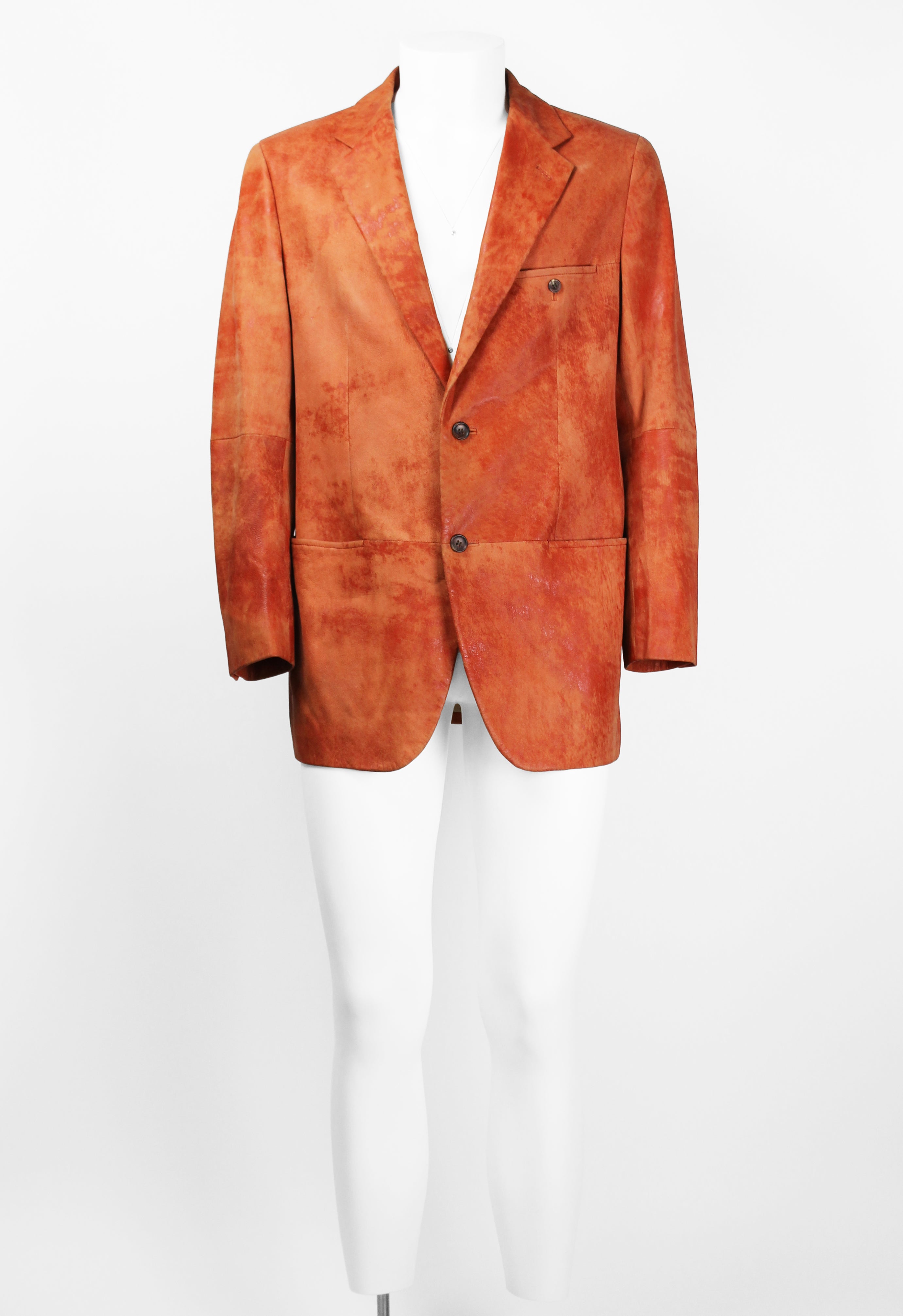 ISSEY MIYAKE MEN FW 2006 ORANGE DYED LEATHER JACKET