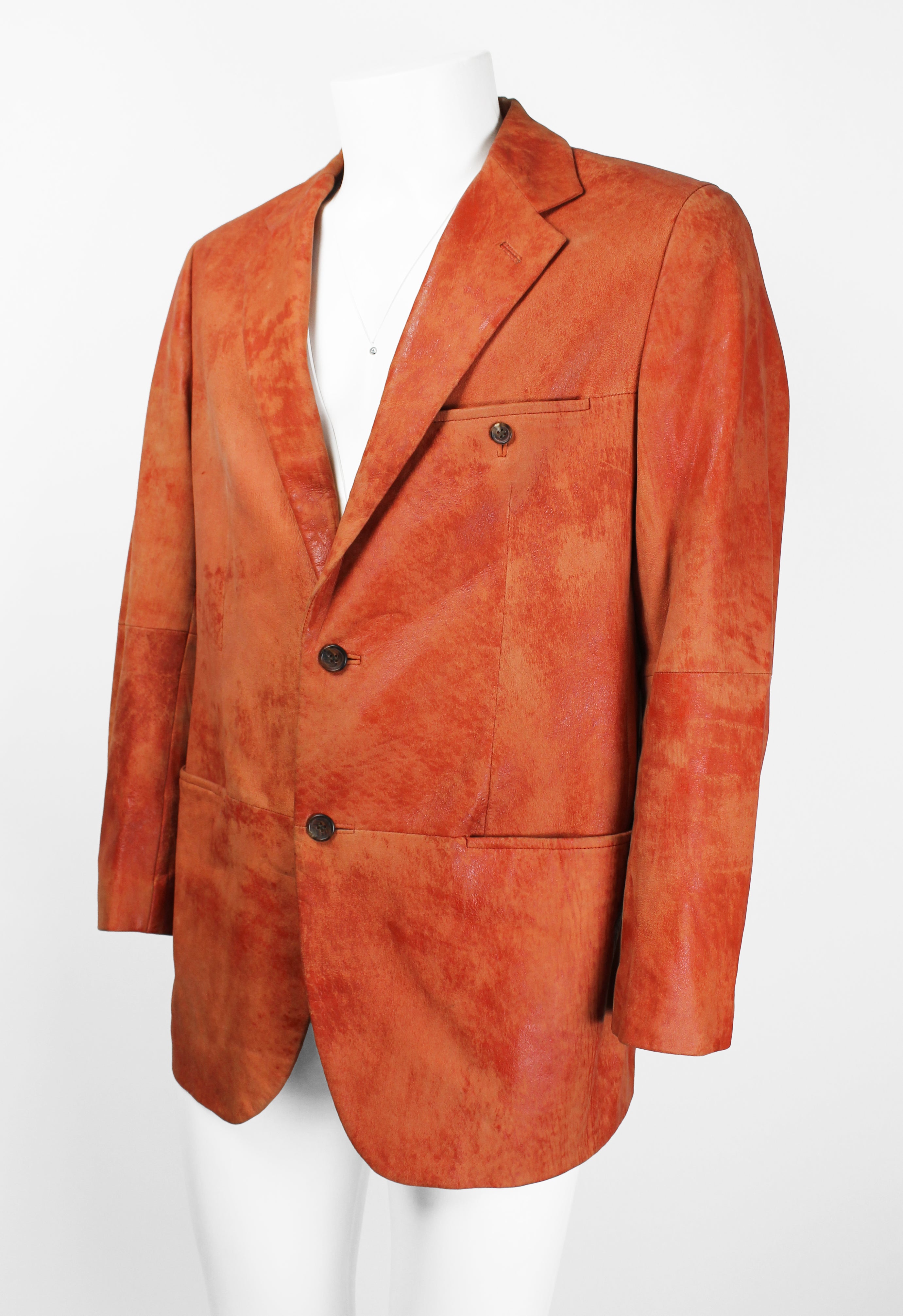 ISSEY MIYAKE MEN FW 2006 ORANGE DYED LEATHER JACKET