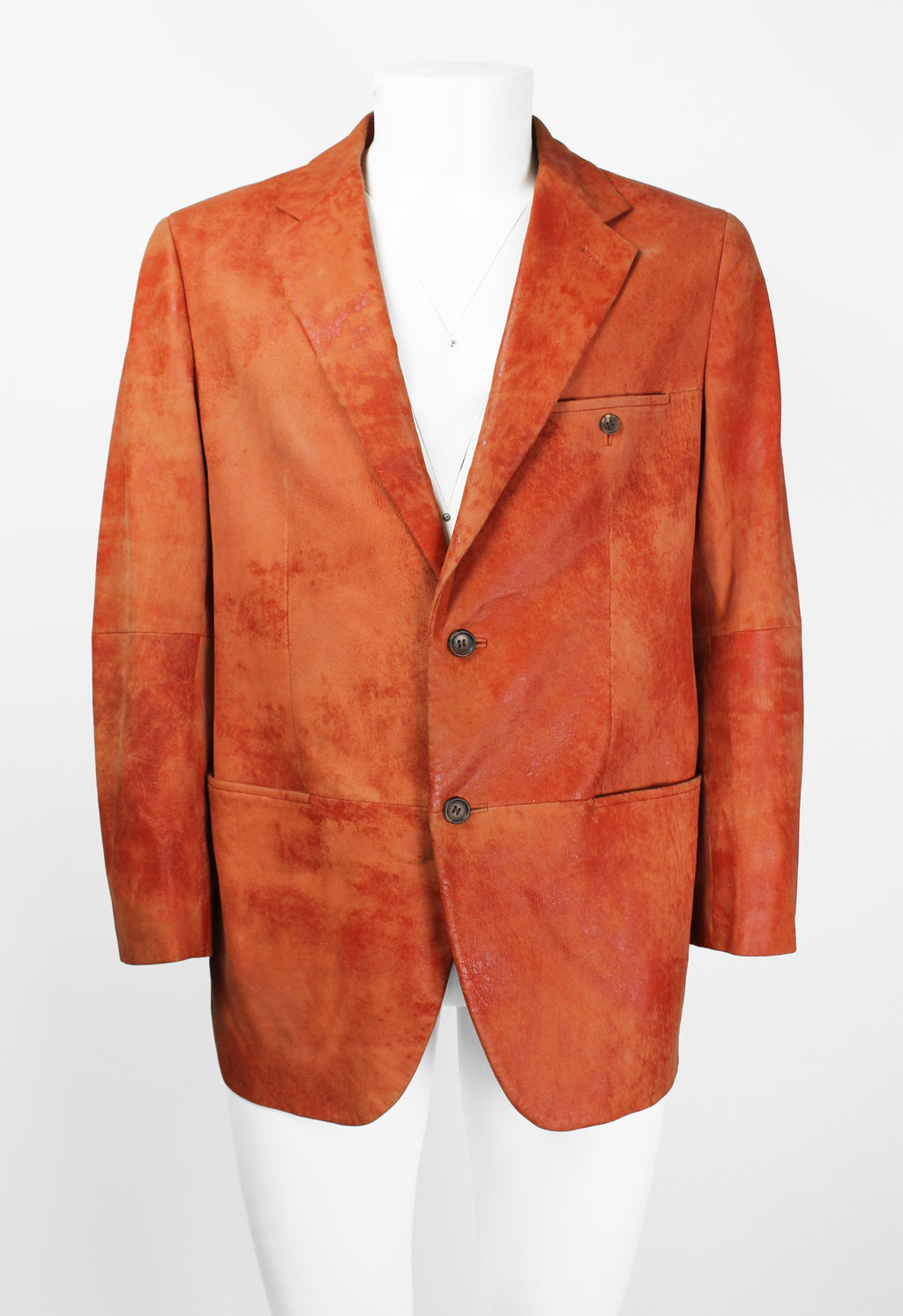 ISSEY MIYAKE MEN FW 2006 ORANGE DYED LEATHER JACKET