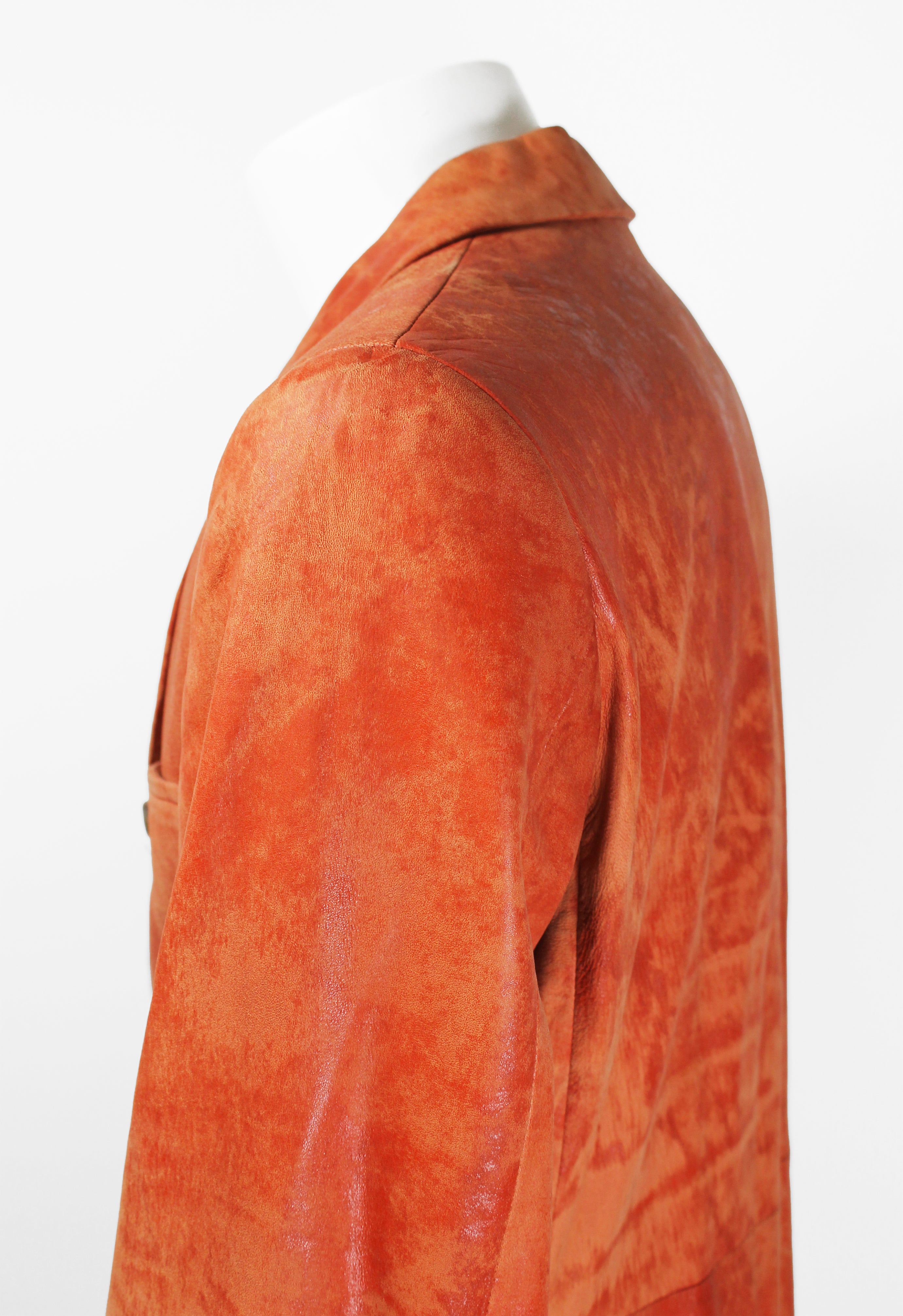 ISSEY MIYAKE MEN FW 2006 ORANGE DYED LEATHER JACKET