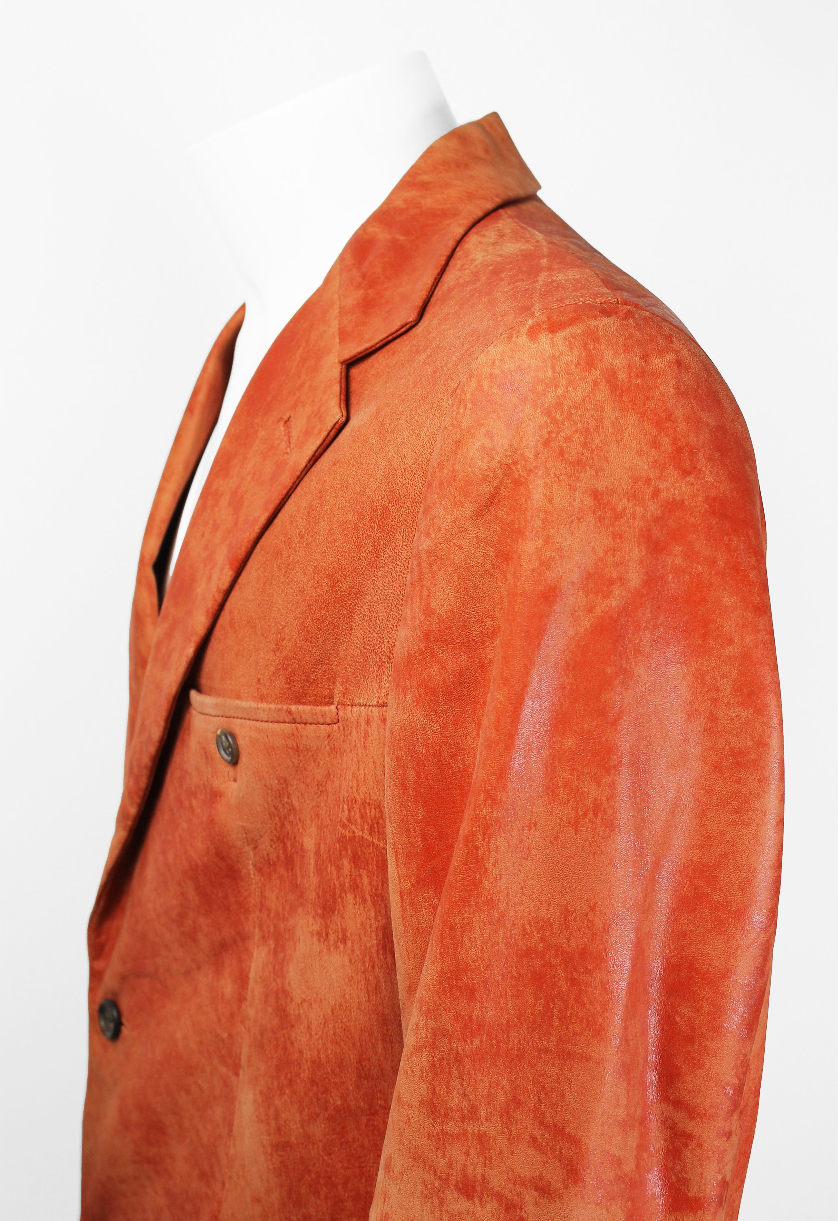 ISSEY MIYAKE MEN FW 2006 ORANGE DYED LEATHER JACKET