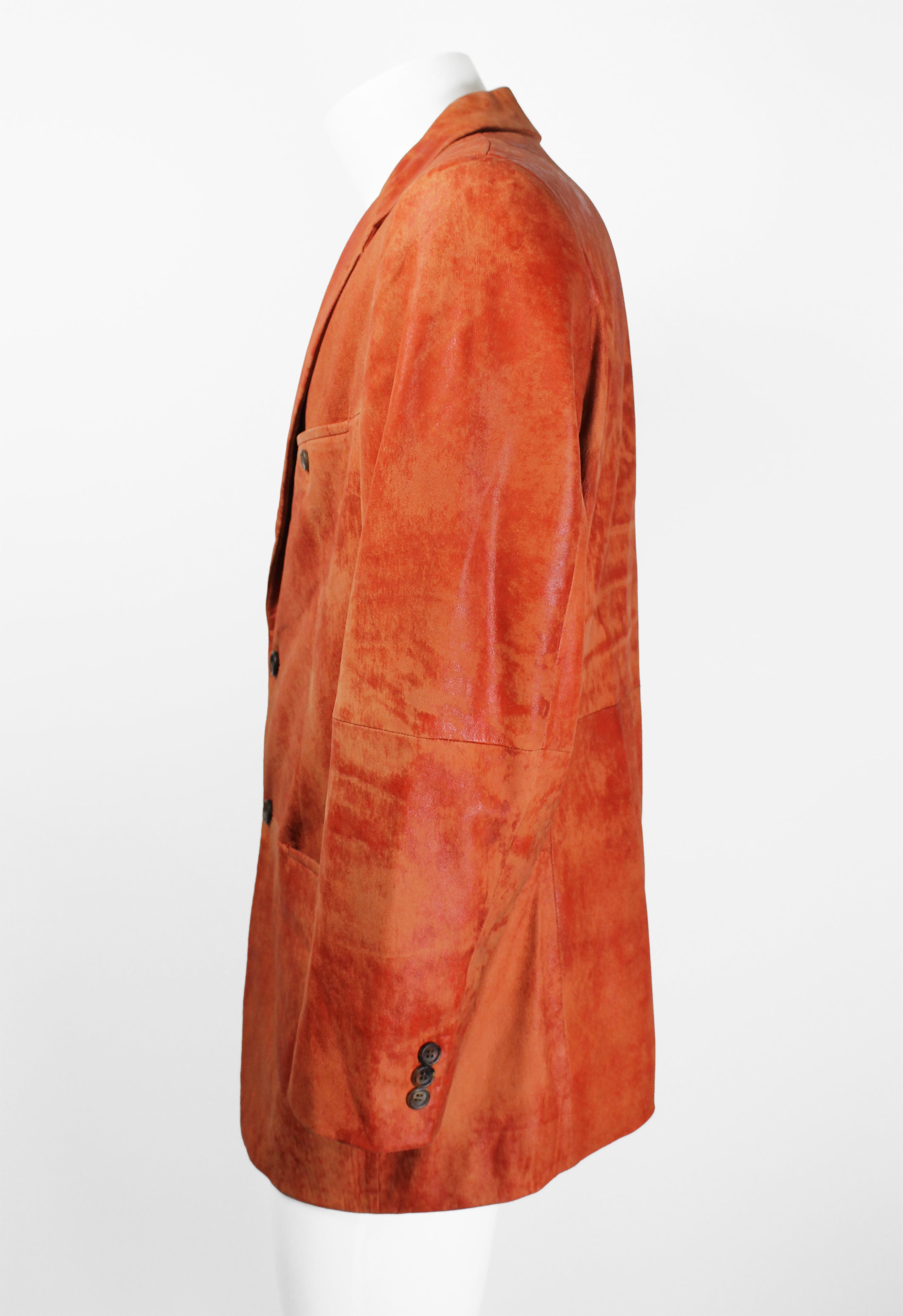 ISSEY MIYAKE MEN FW 2006 ORANGE DYED LEATHER JACKET