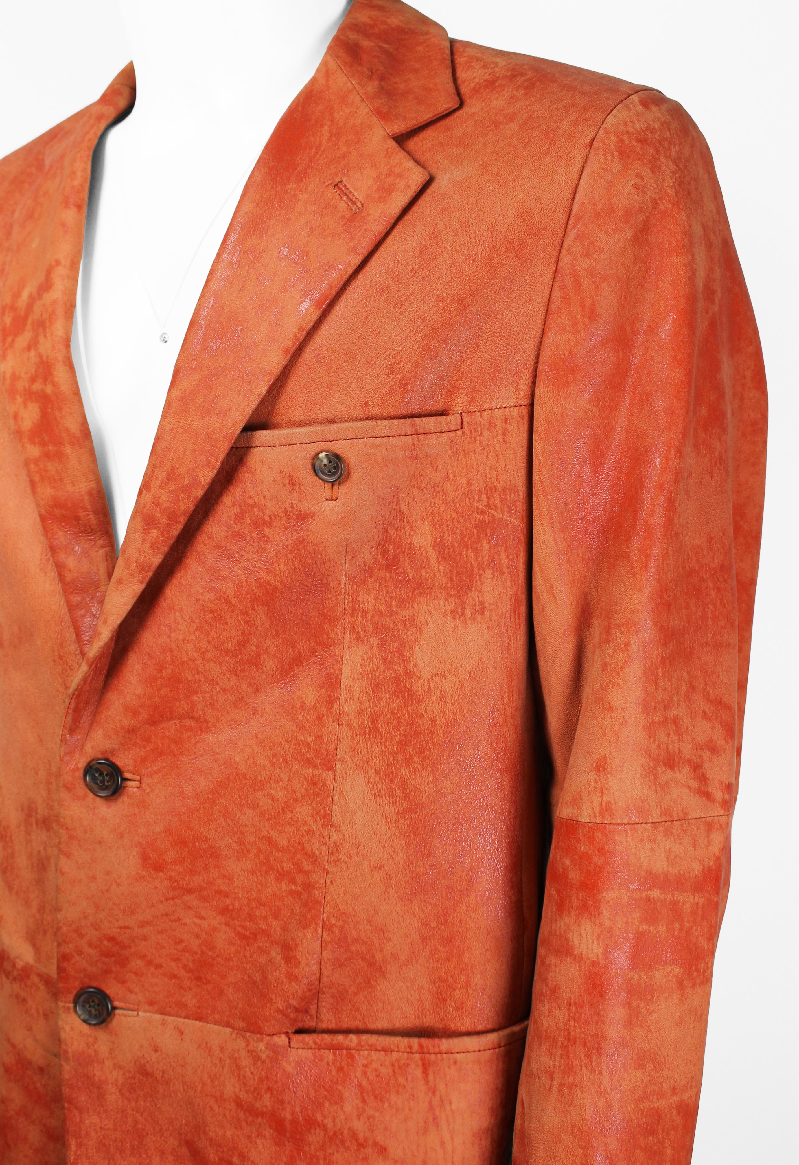 ISSEY MIYAKE MEN FW 2006 ORANGE DYED LEATHER JACKET