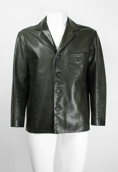 ISSEY MIYAKE MEN FW 1999 DARK GREEN LEATHER JACKET